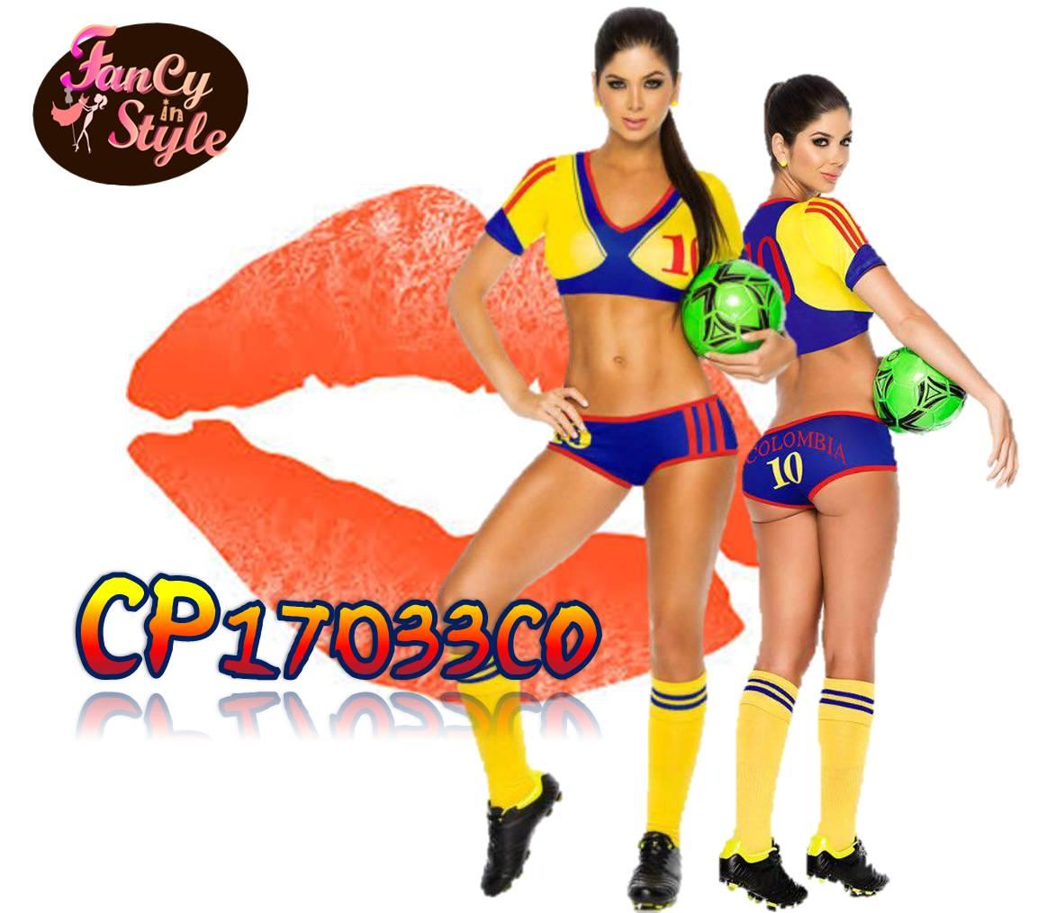 Sexy Colombia Football Costume/Cheerleader Costume/ชุดนักบอลหญิงทีมโคลัมเบีย/ชุดเชียร์ลีดเดอร์