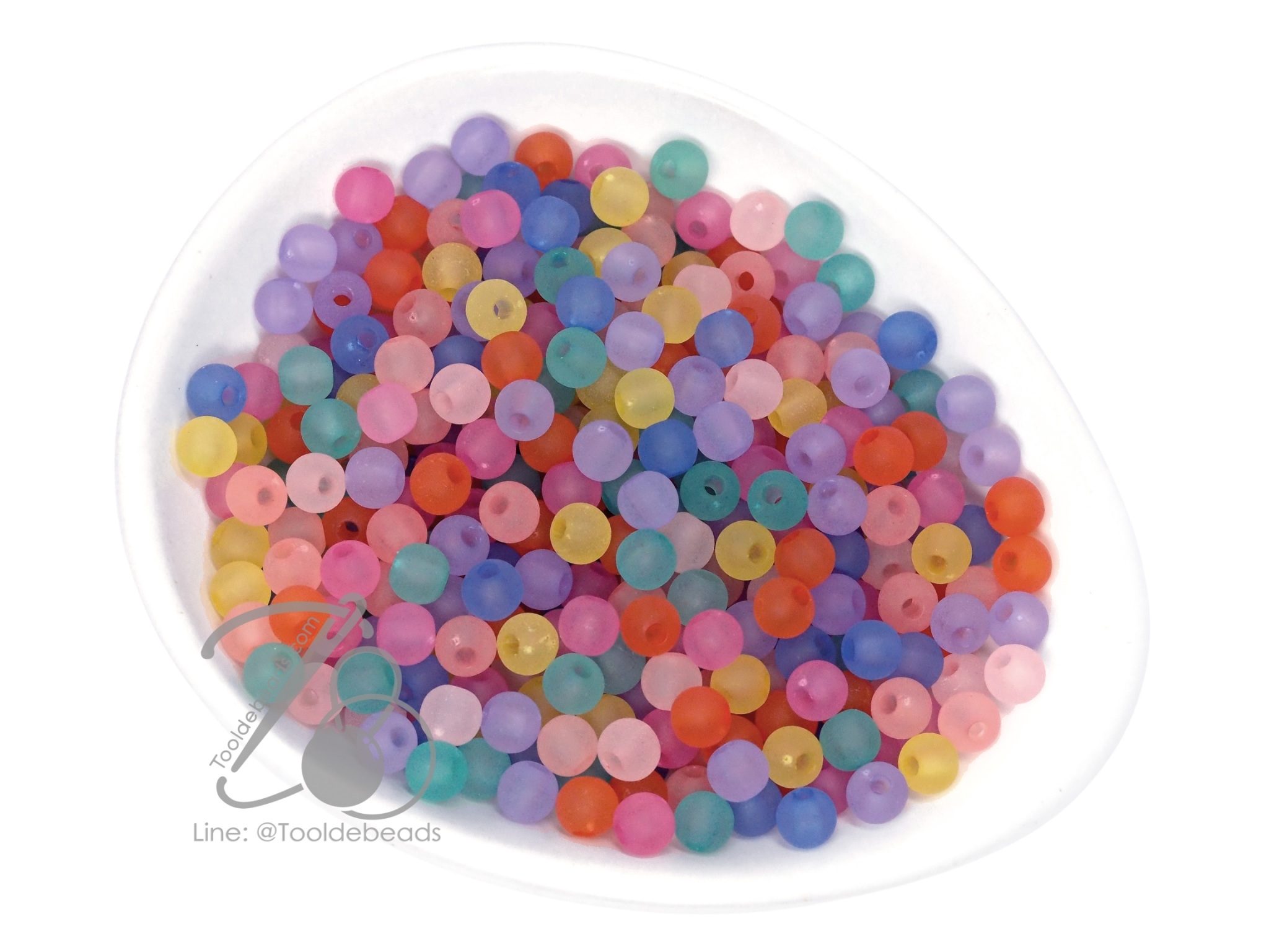 ลูกปัดเนื้อทราย 6มม. ทรงกลม สีสด (50 กรัม) SKU-11911
