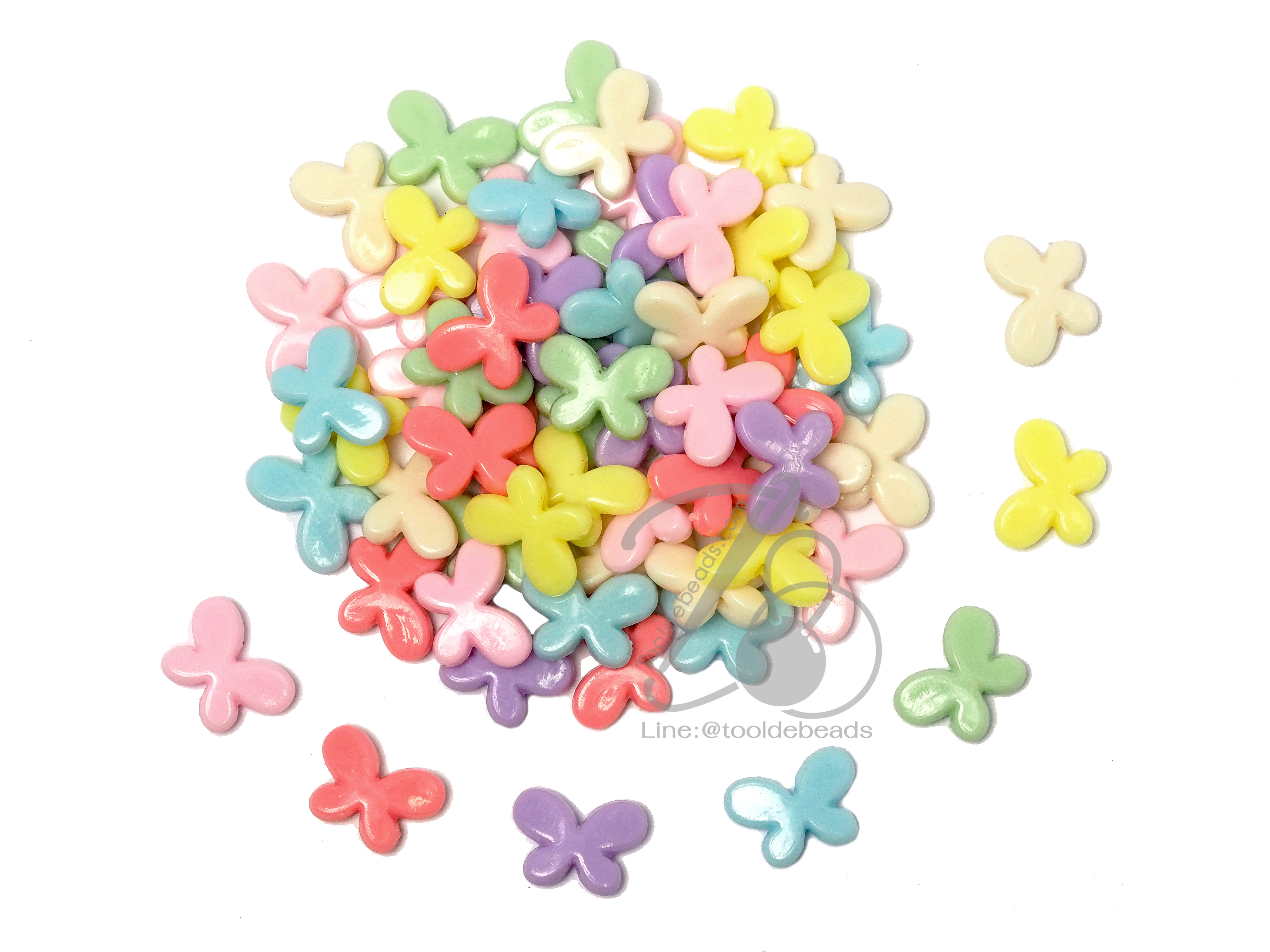 ลูกปัดอะคริลิค 18*13มม. ลายผีเสื้อ สีหวาน (500 กรัม) SKU-06676