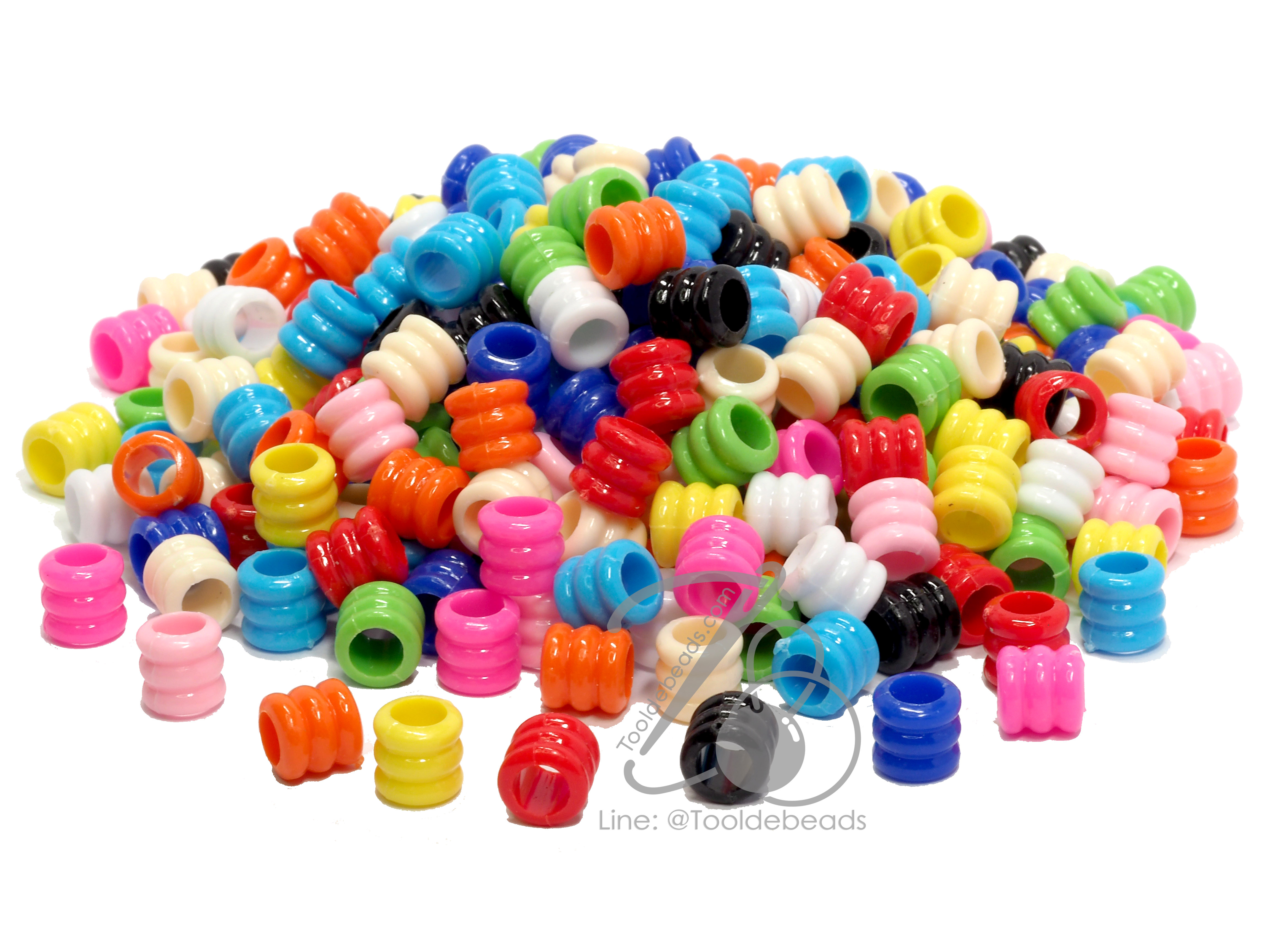 ลูกปัดกิโล ตราเสือ กระดูกงู 7มม. 3 ชั้น คละสีสด (450 กรัม) SKU-12139