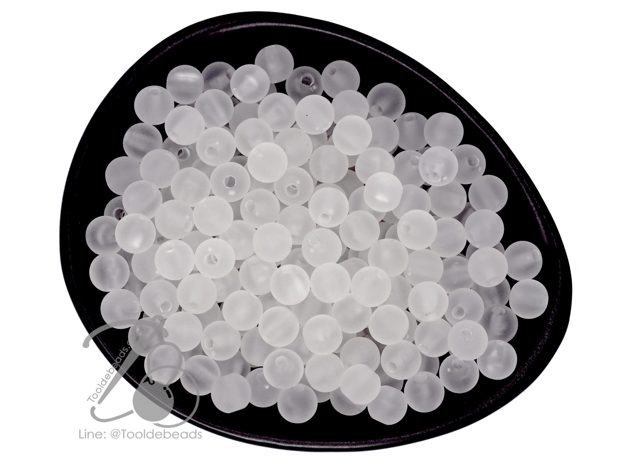 ลูกปัดเนื้อทราย 8มม. ทรงกลม สีขาว (50 กรัม) SKU-11917