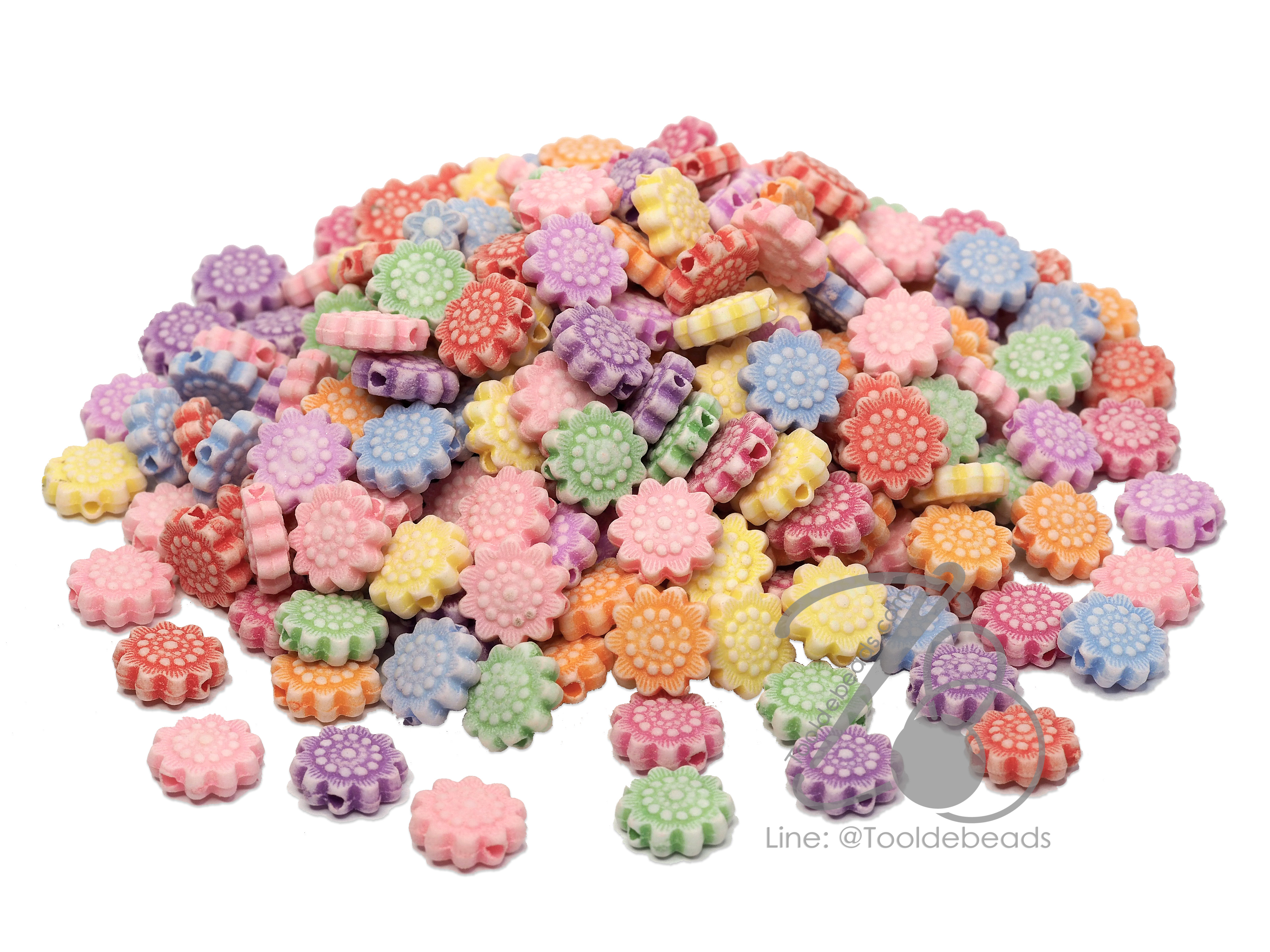 ลูกปัดแฟนซี 11มม. ลายดอกไม้ (100 กรัม) SKU-03150