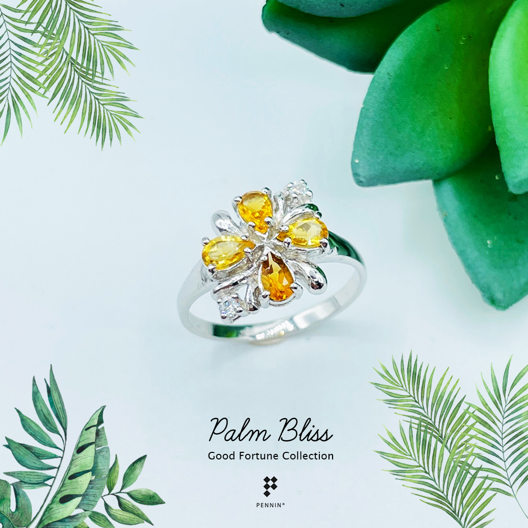Palm Bliss: Monday แหวนพลอยแท้ เสริมดวงความสุข ความสำเร็จ สำหรับสาววันจันทร์ เงินแท้ 925 ชุบทองขาว