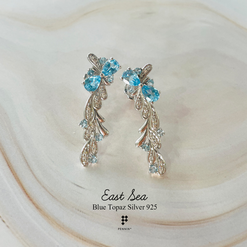 ชุดเครื่องประดับ "East Sea" พลอย Blue Topaz สีฟ้าสดใสของท้องทะเล เย็นฉ่ำกับสายน้ำรับวสันตฤดู