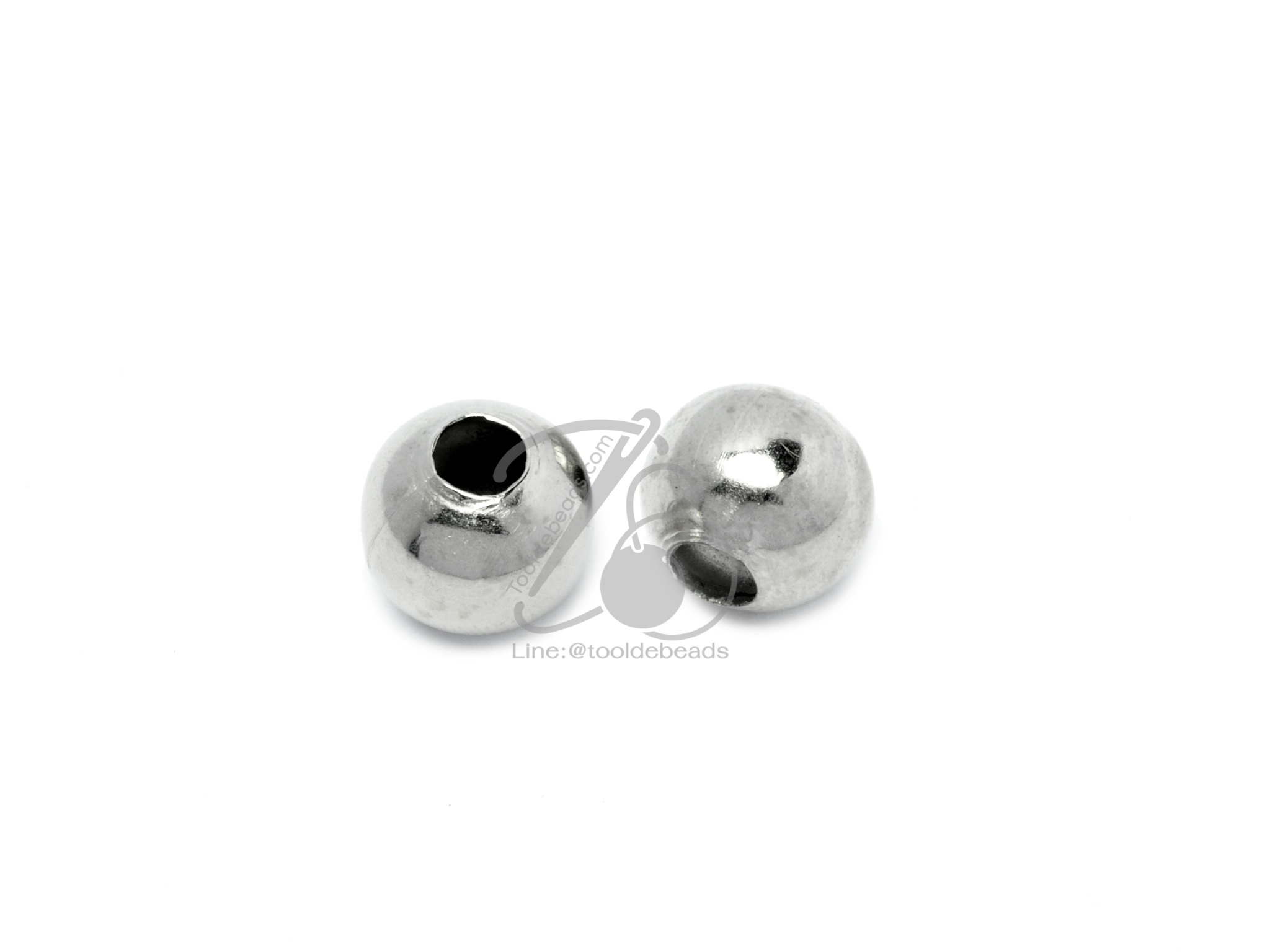 ลูกปัดโรเดียม ร้อยทะลุ ทรงกลม สีเงิน (10 กรัม) SKU-09865