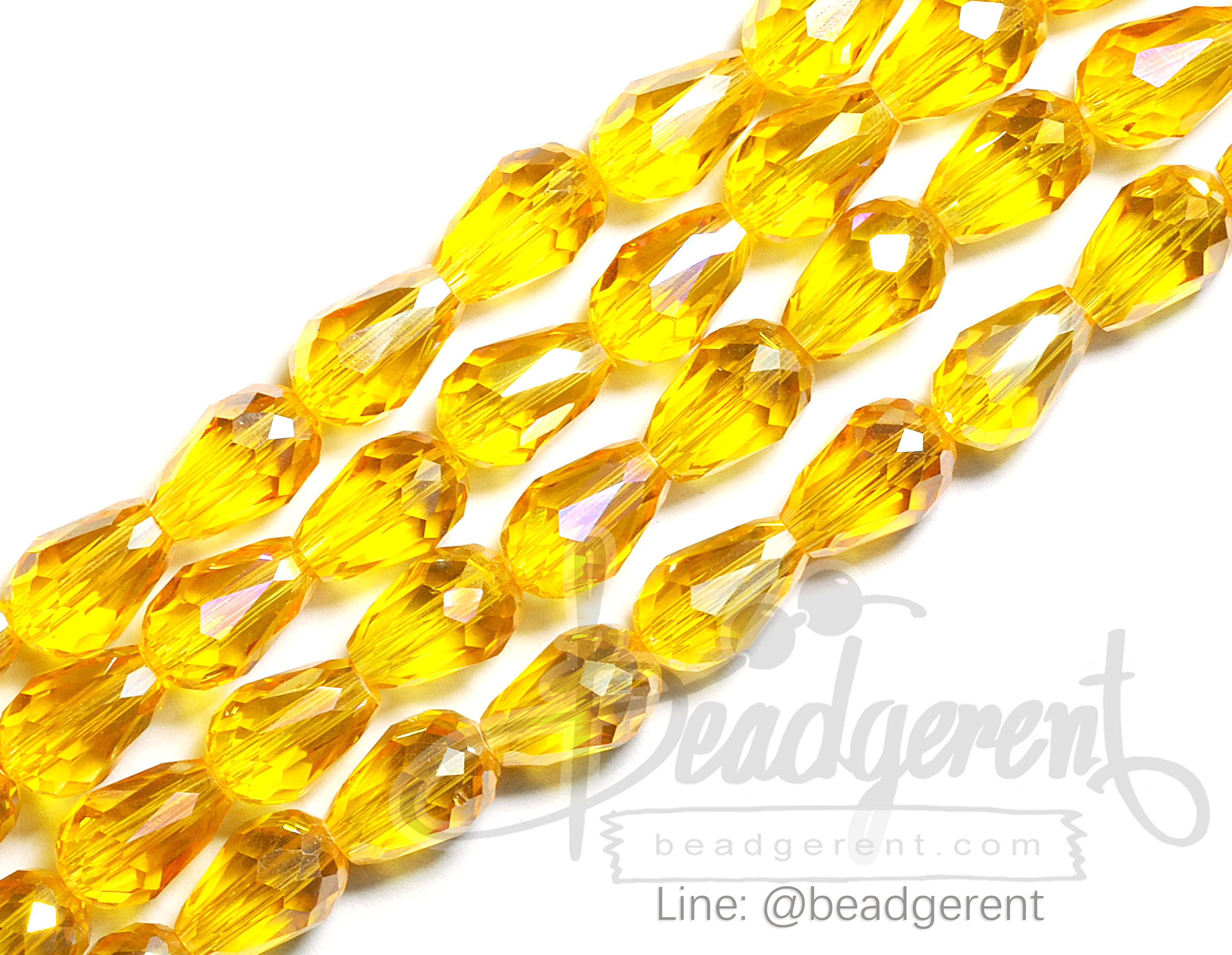 คริสตัลโมดาห์ 8*12มม. สีเหลืองทอง (60 เม็ด) SKU-02708