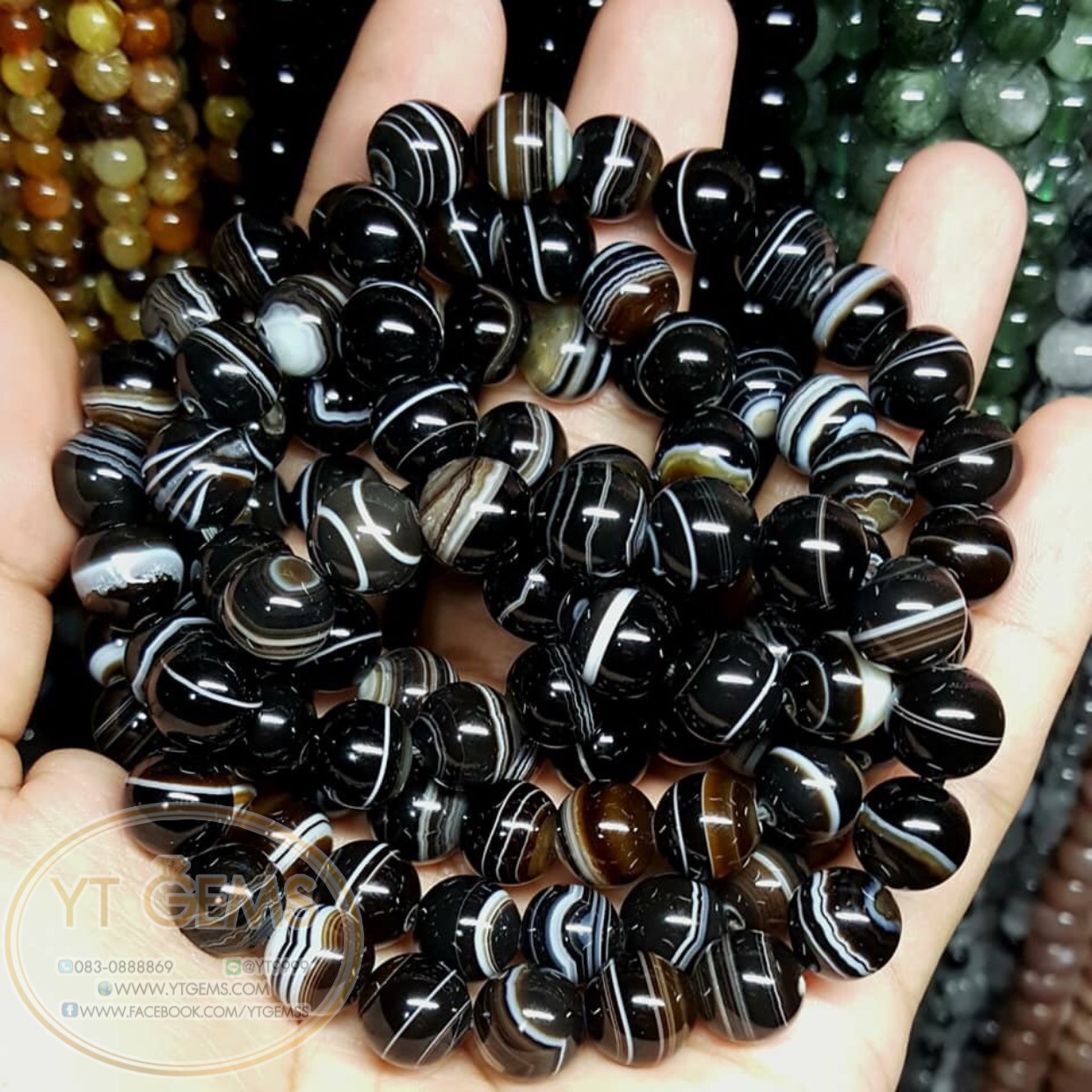 สร้อยข้อมือ ดวงตาสวรรค์(อาเกตดำ) YTG-4933 YTGEMS