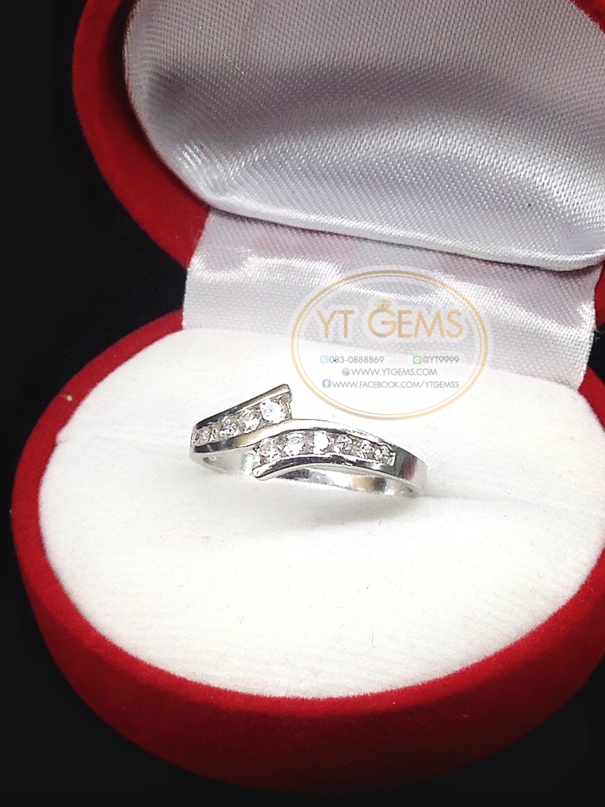 แหวนเพชร แหวนเงินแท้92.5% ชุบทองคำขาว เพชรSwiss YTG-6403 YTGEMS