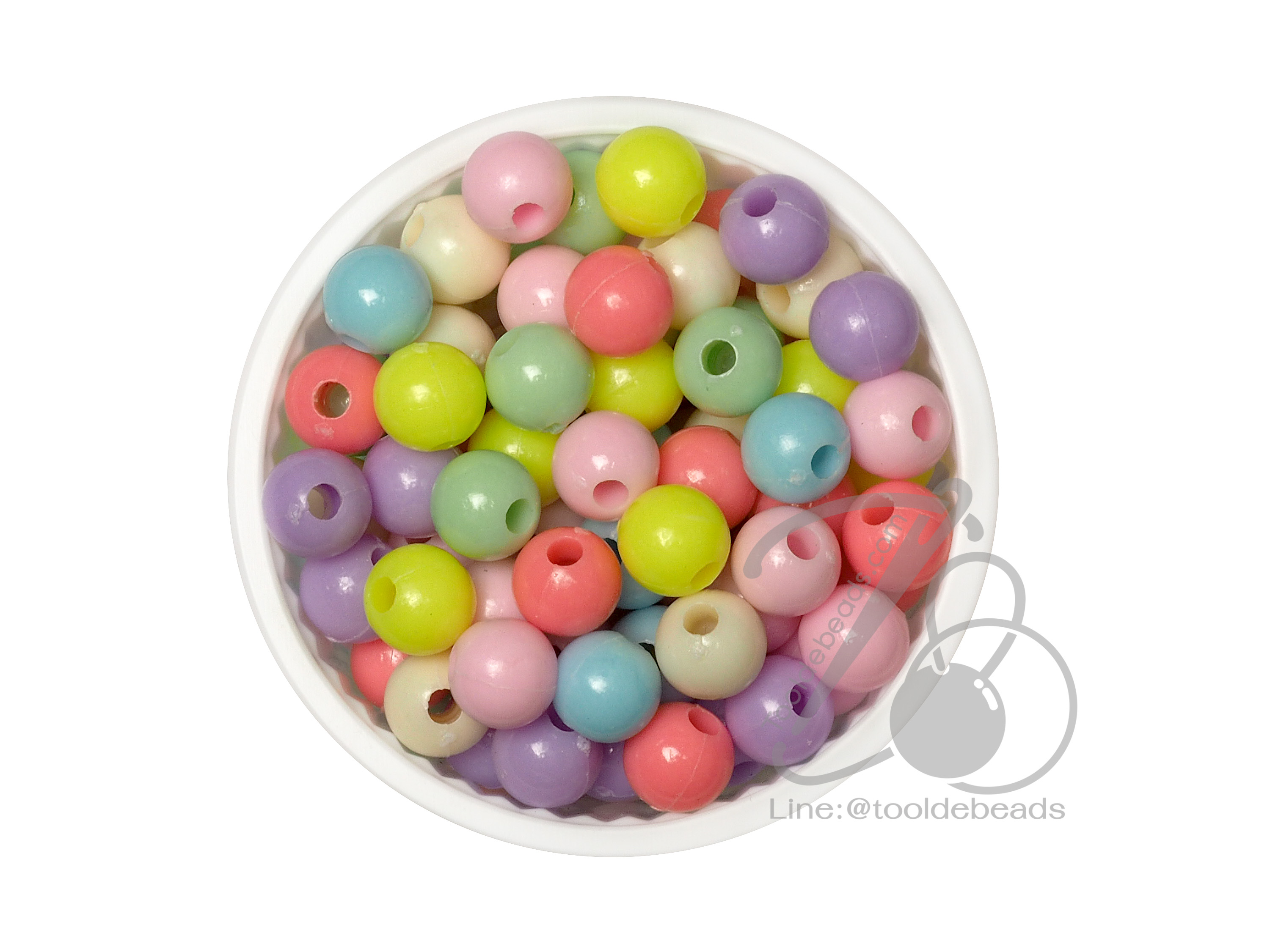 ลูกปัดอะคริลิค 8มม. ทรงกลม สีหวาน (15 กรัม) SKU-06680