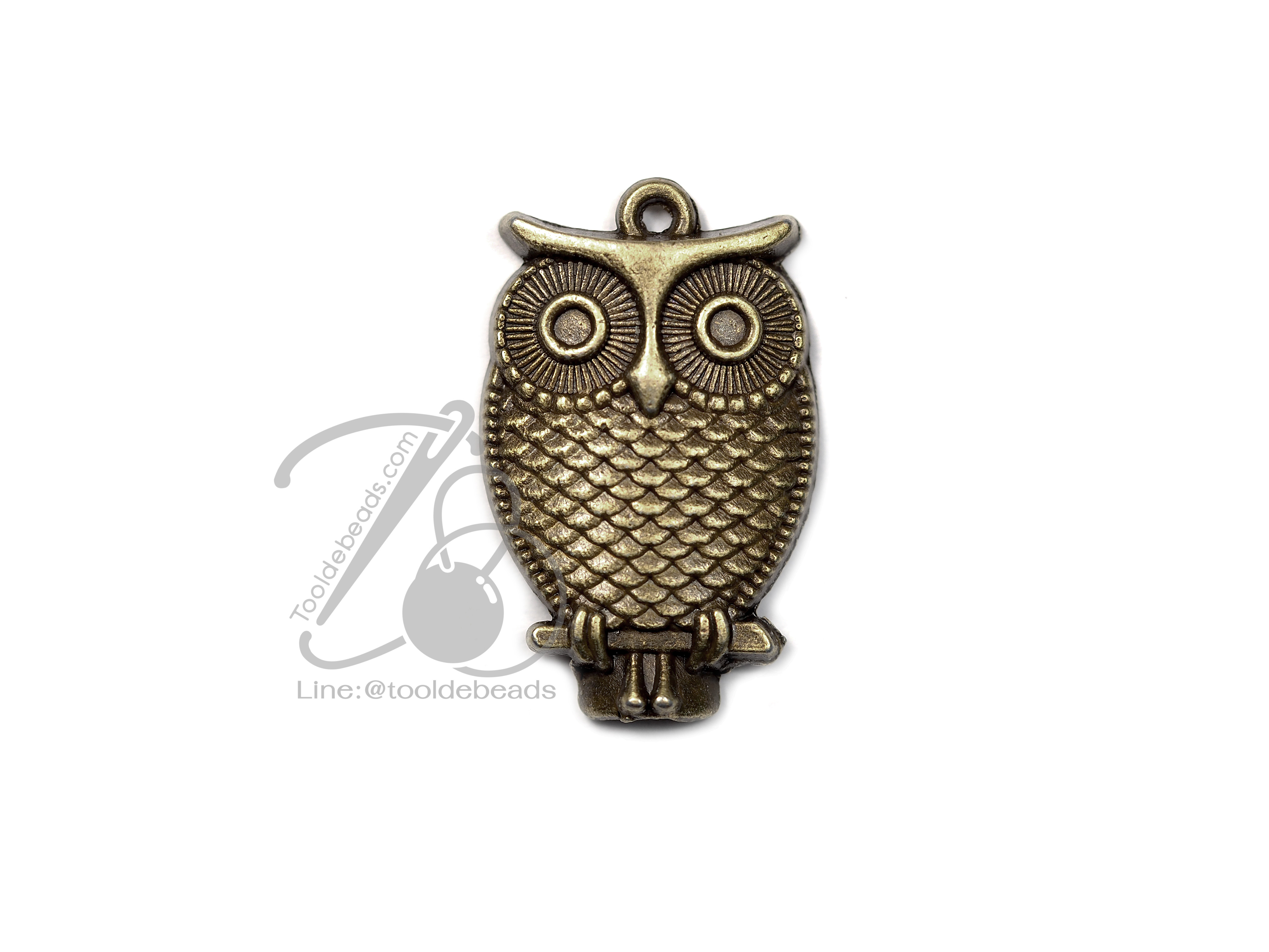 จี้เหล็ก 79 25มม. ลายนกฮูก สีสนิม (1 ชิ้น) SKU-00923