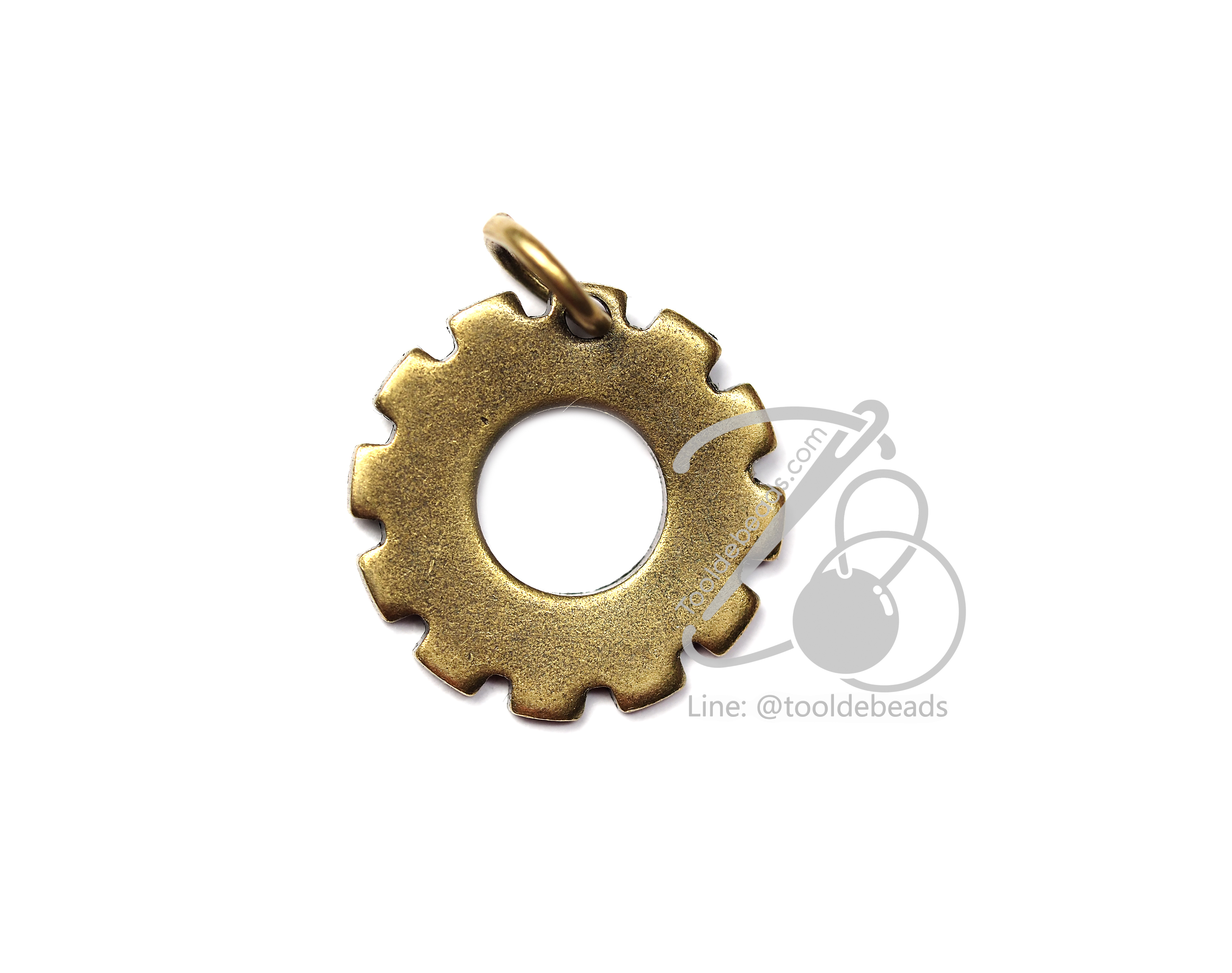 จี้เหล็ก 263 16มม. ลายเกียร์ สีสนิม (1 ชิ้น) SKU-00727