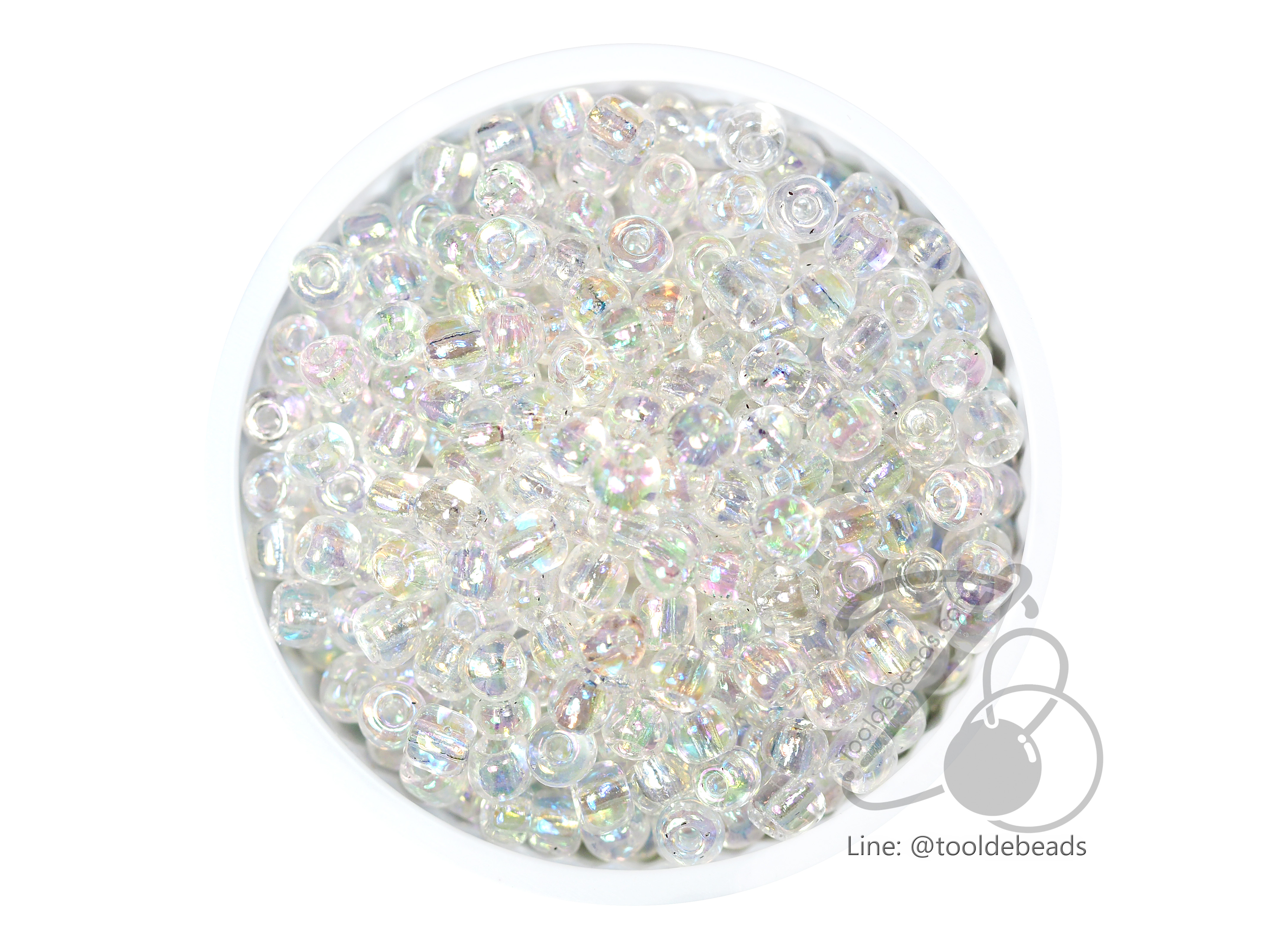 ลูกปัดเม็ดทราย 6/0 โทนรุ้ง สีขาว (450 กรัม) SKU-03874