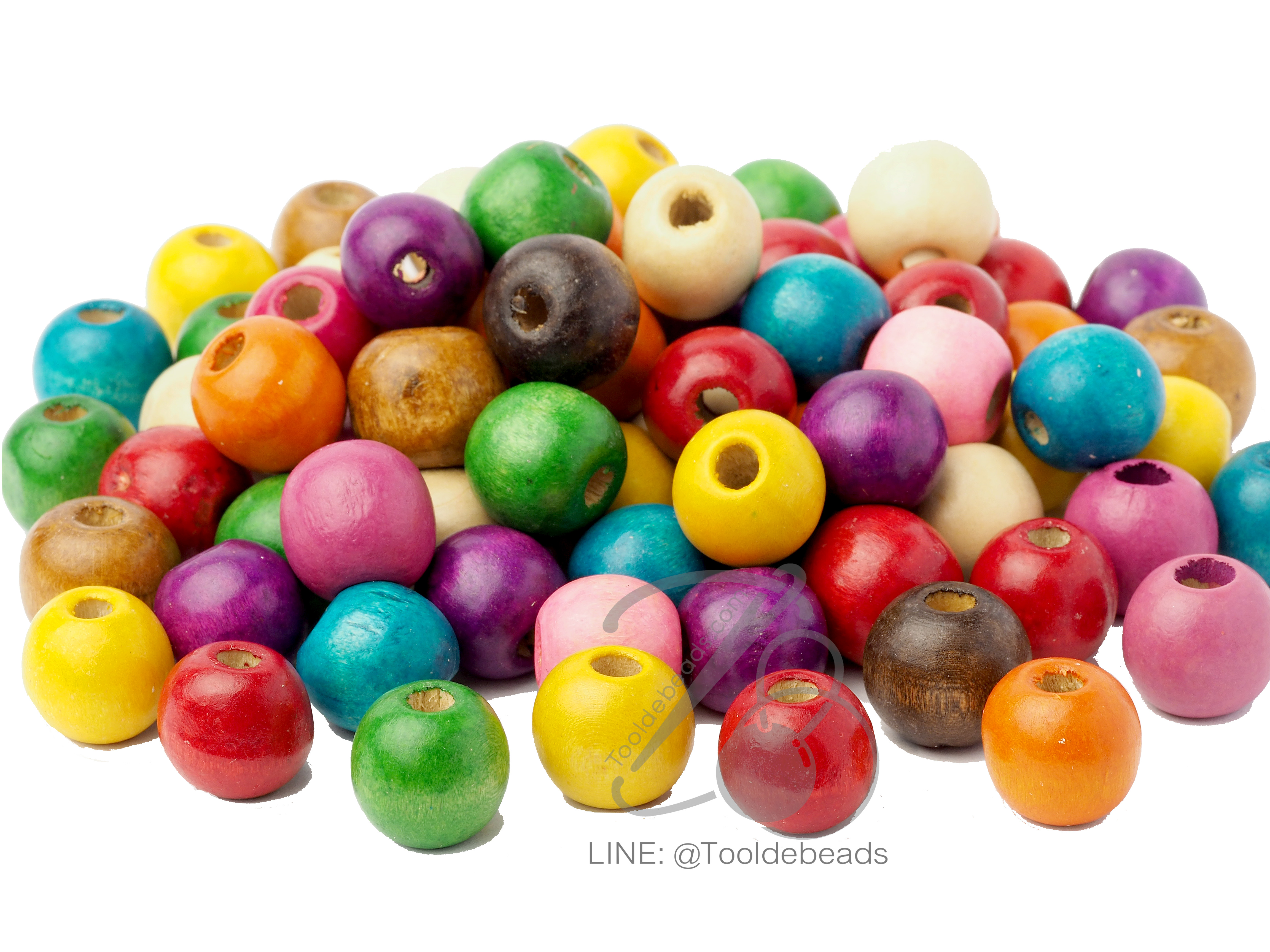 ลูกปัดไม้ 14มม. ทรงกลม ( 500กรัม ) SKU-07262