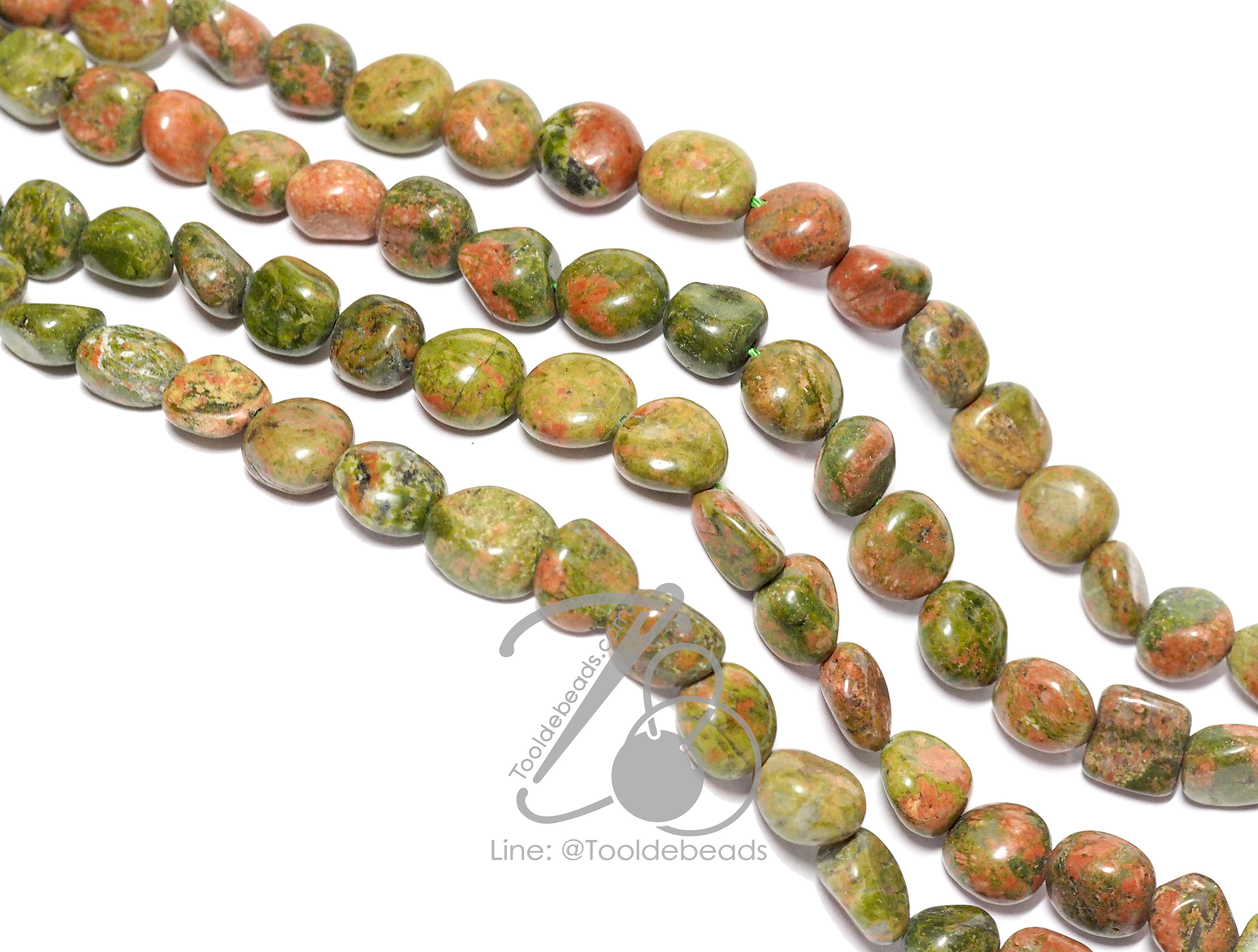 หิน unakite 10มม. หินไร้ทรง (38 เม็ด) SKU-14641