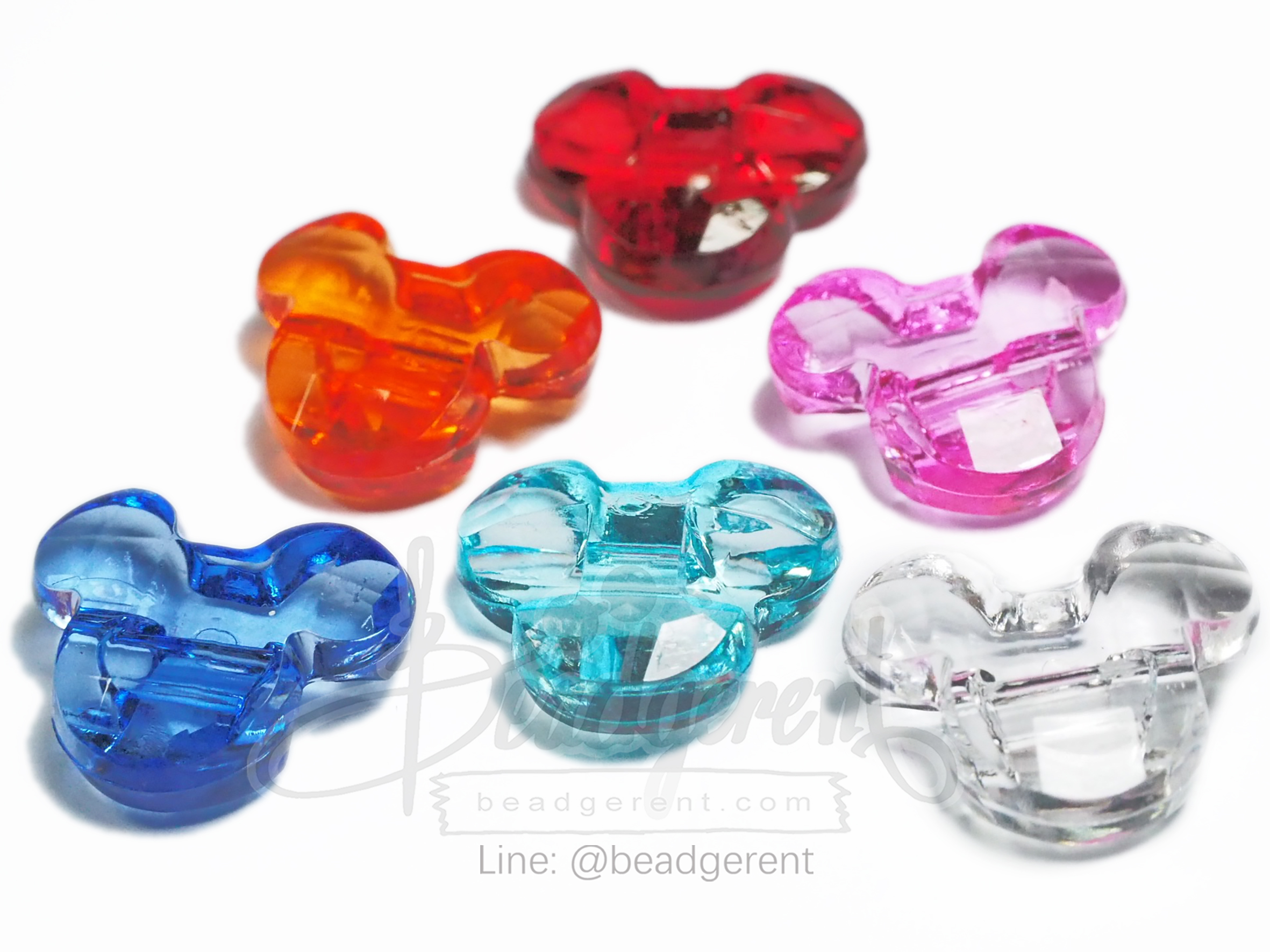ลูกปัดอะคริลิค 18มม. ลายมิกกี้เมาส์ ร้อยข้าง (500 กรัม) SKU-04628