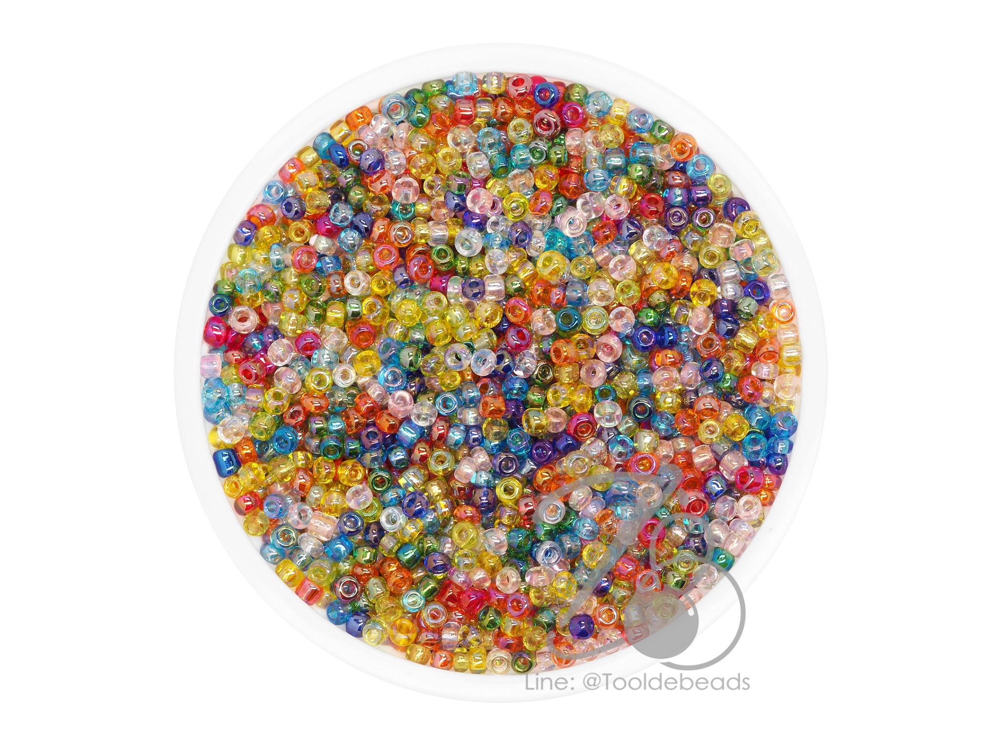 ลูกปัดเม็ดทราย 12/0 โทนรุ้ง คละสี (100 กรัม) SKU-08983