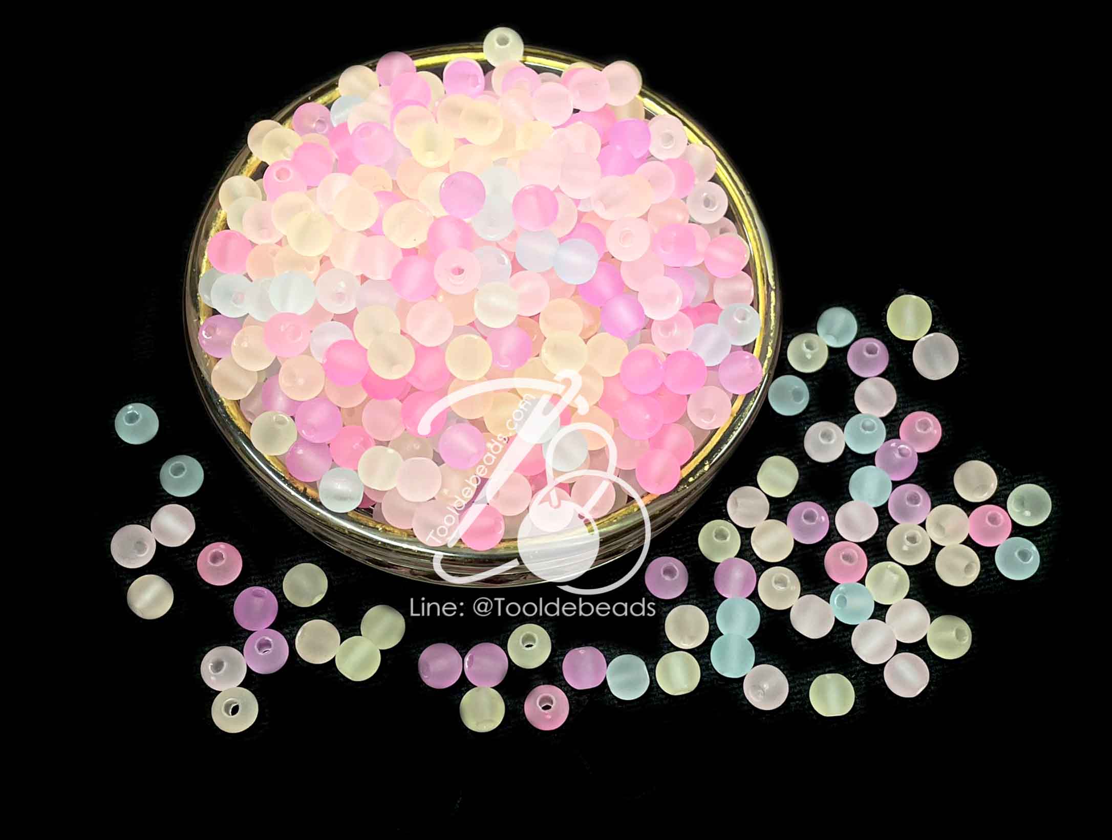 ลูกปัดเนื้อทราย 6มม. ทรงกลม สีกุหลาบ (10 กรัม) SKU-12985