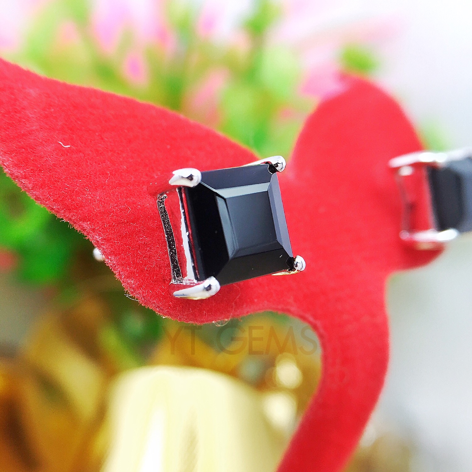 ต่างหูนิล ต่างหูเงินแท้92.5% ชุบทองคำขาว พลอยนิลแท้ YTG-3214 YTGEMS