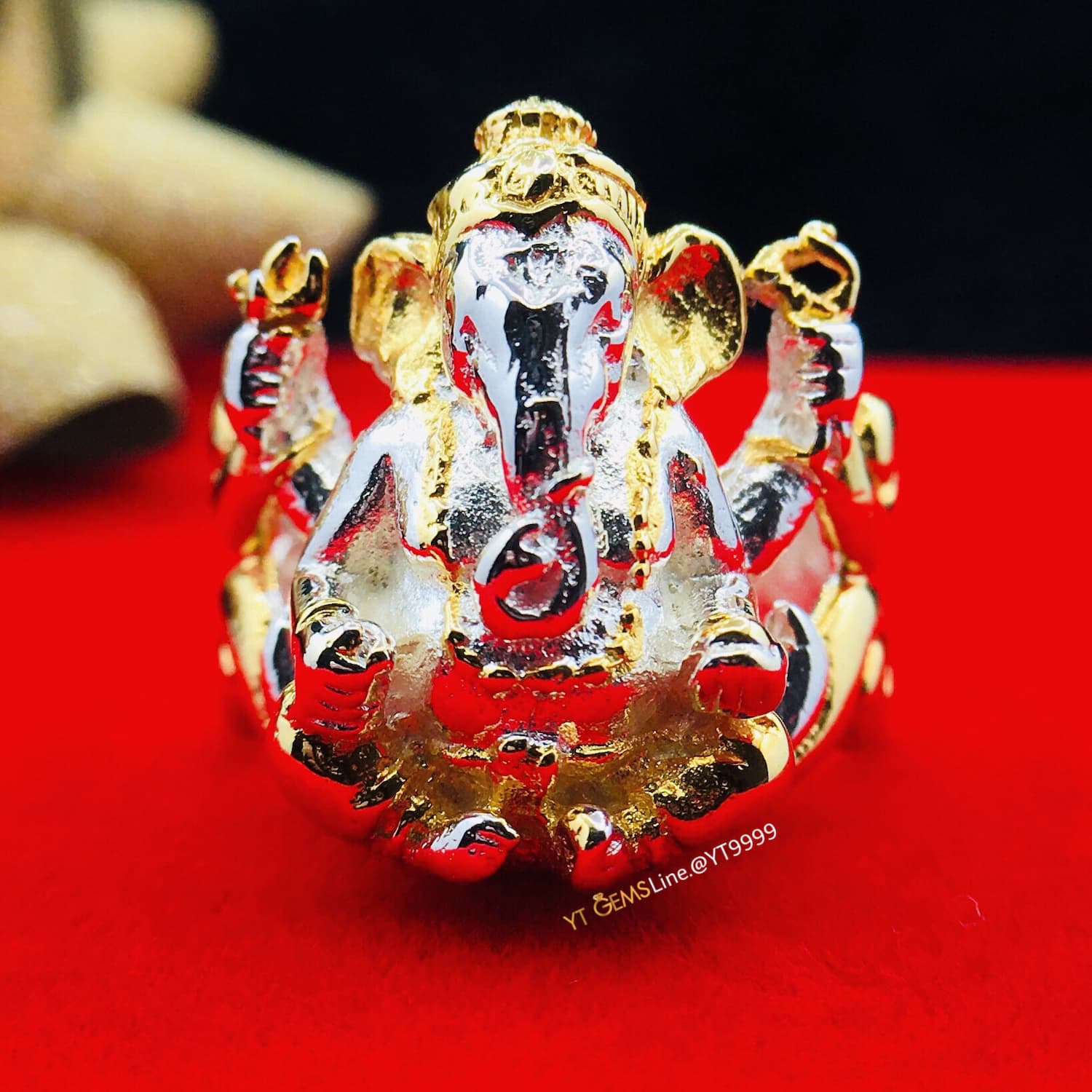 แหวนพระพิฆเนศ 2 กษัตริย์ แหวนเงินแท้ ชุบทอง+ทองคำขาว YTG-6306 YTGEMS