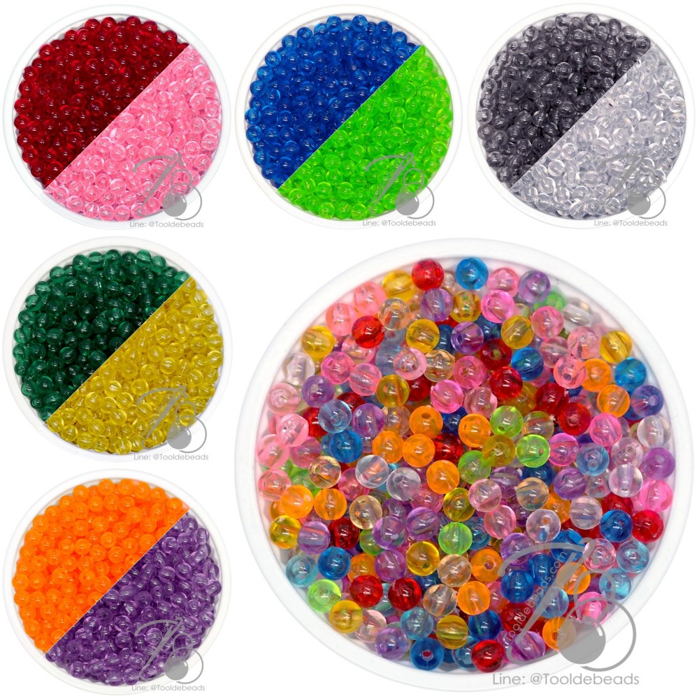 ลูกปัดกิโล ตราเสือ 4มม. สีใส (450 กรัม) SKU-11881