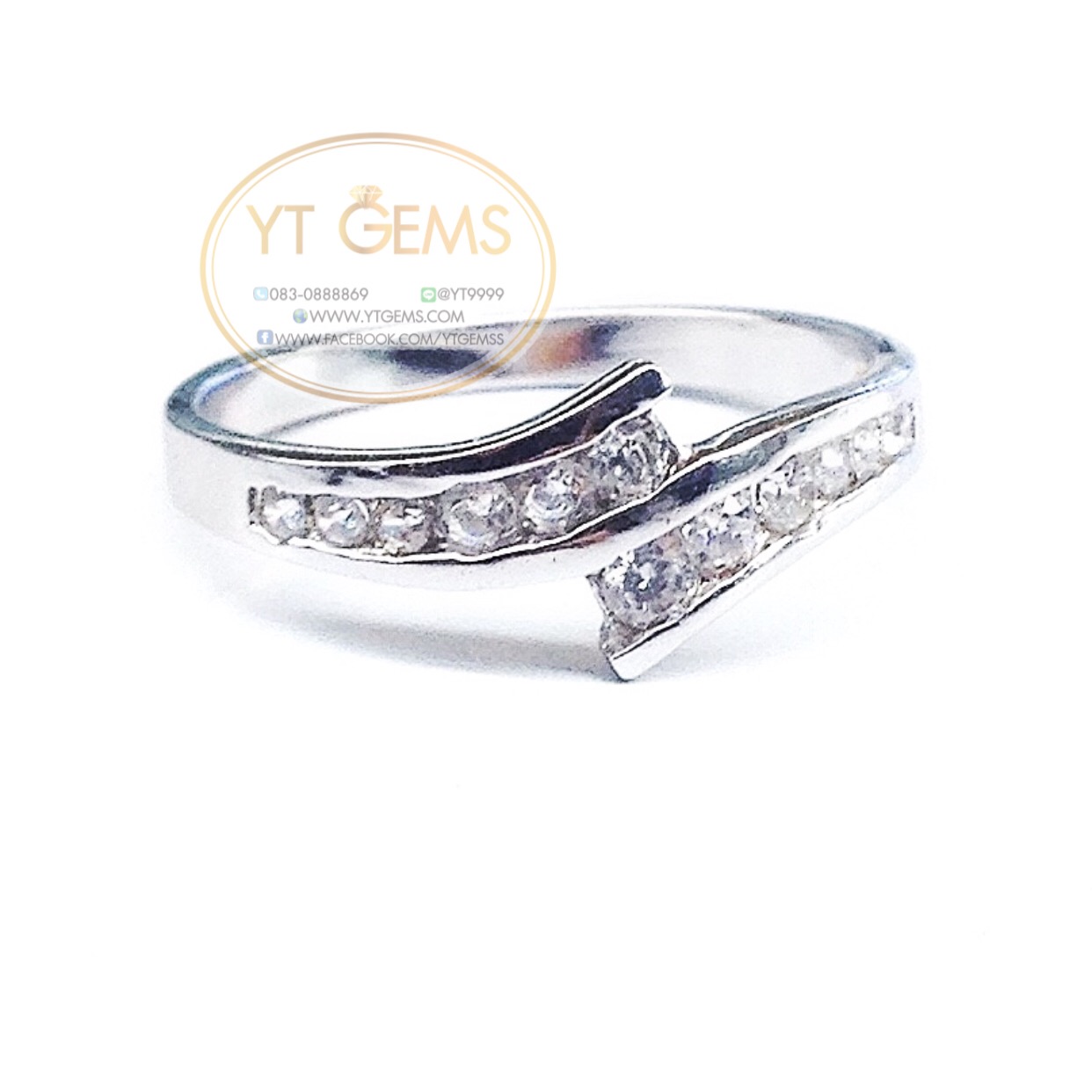 แหวนเพชร แหวนเงินแท้92.5% ชุบทองคำขาว เพชรSwiss YTG-6403 YTGEMS