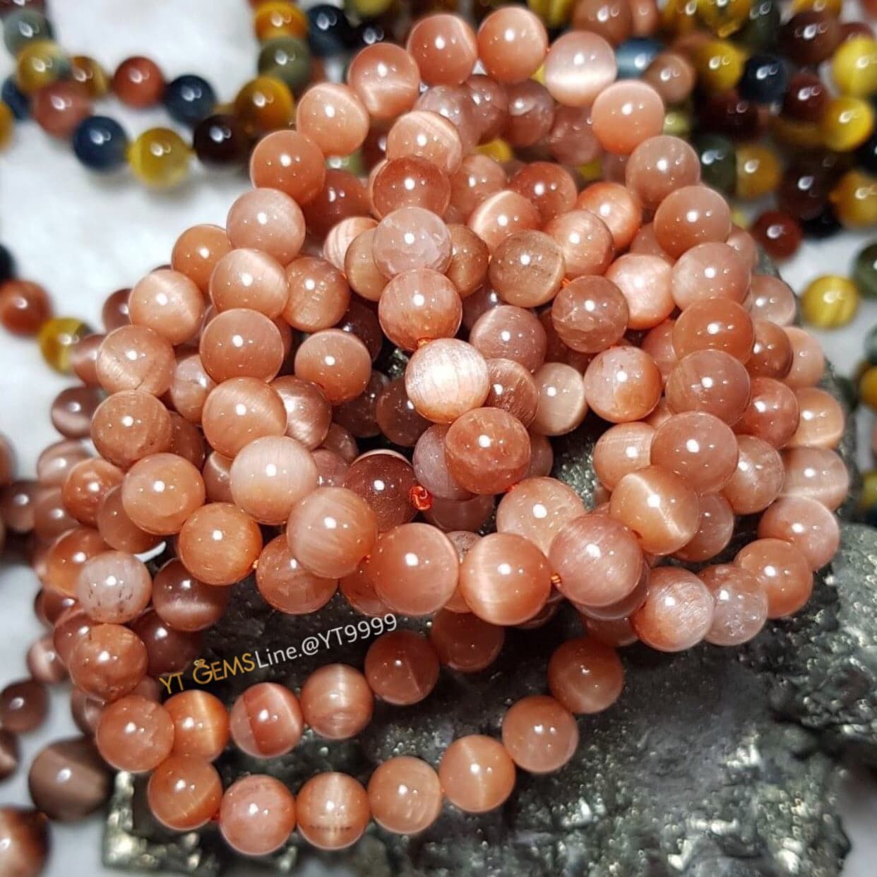 สร้อยข้อมือหินตาเสือไฟแท้ (ไทเกอร์อาย) ขนาดหิน 8 มม. YTG-10978 YTGEMS