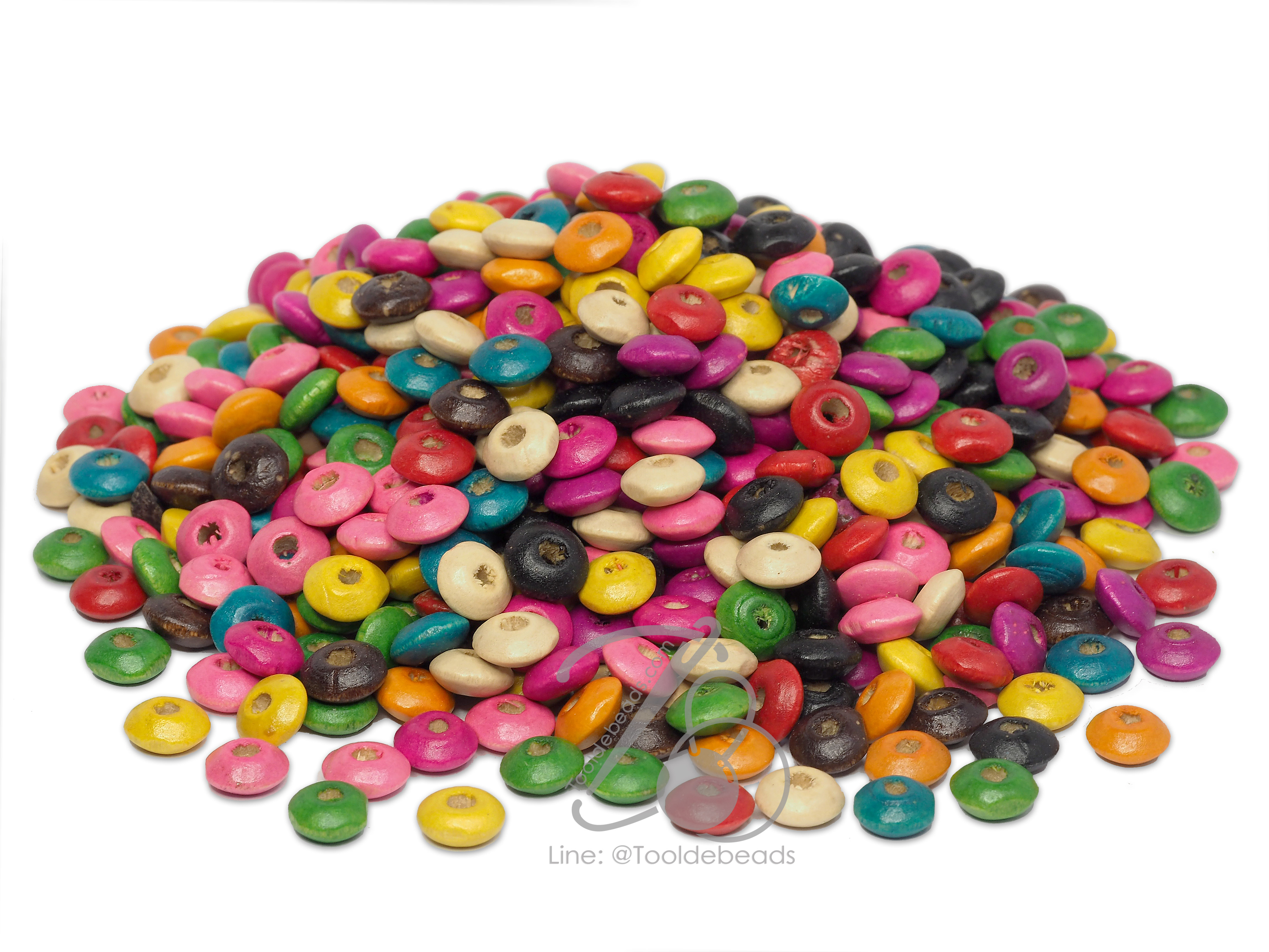 ลูกปัดไม้ 8มม. จานบิน (100 กรัม) SKU-07313
