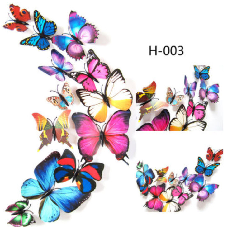 ผีเสื้อติดผนัง มีแม่เหล็ก ชุด 12 ชิ้น