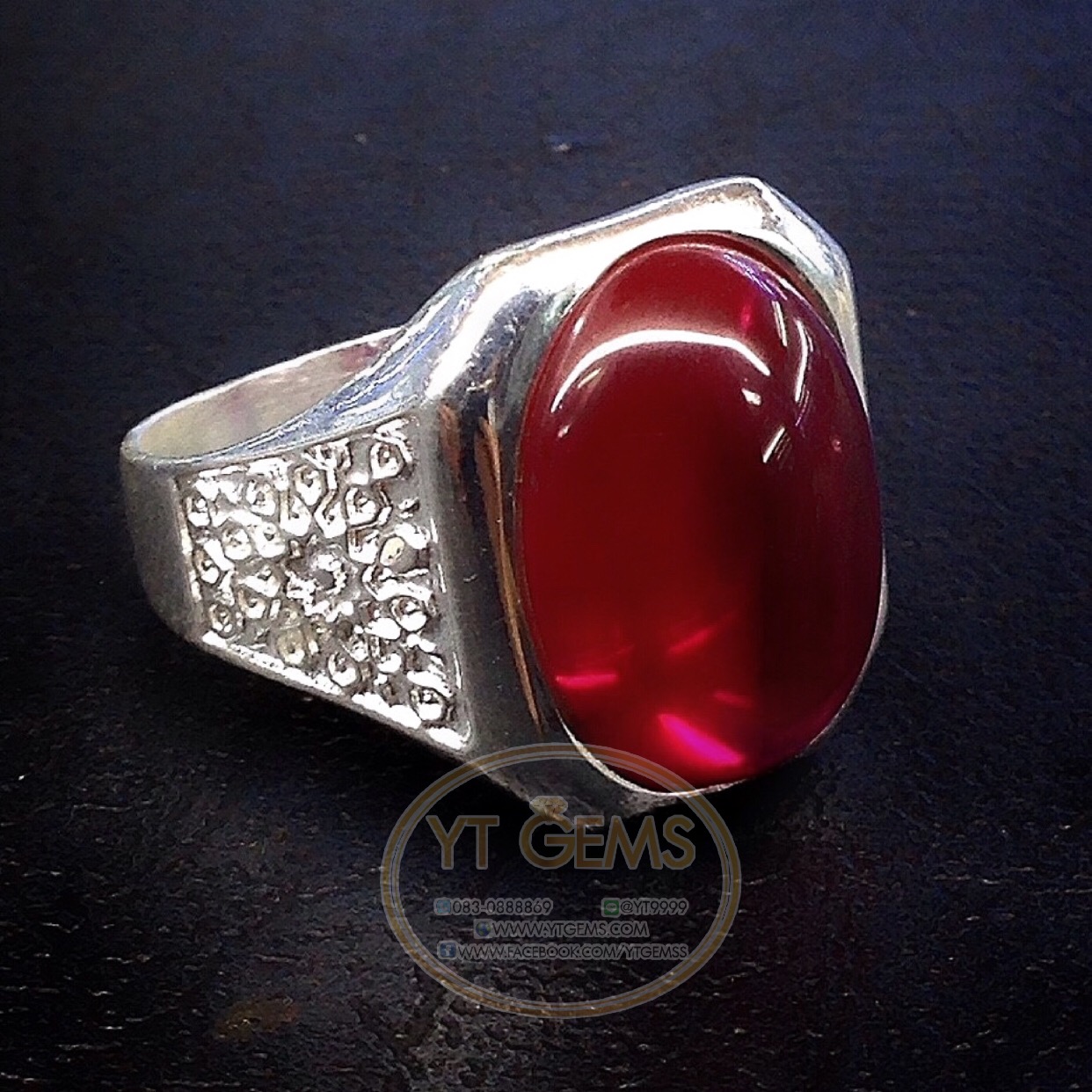 แหวนทับทิม แหวนเงินแท้92.5% พลอยทับทิมชาตั้ม YTG-4577 YTGEMS