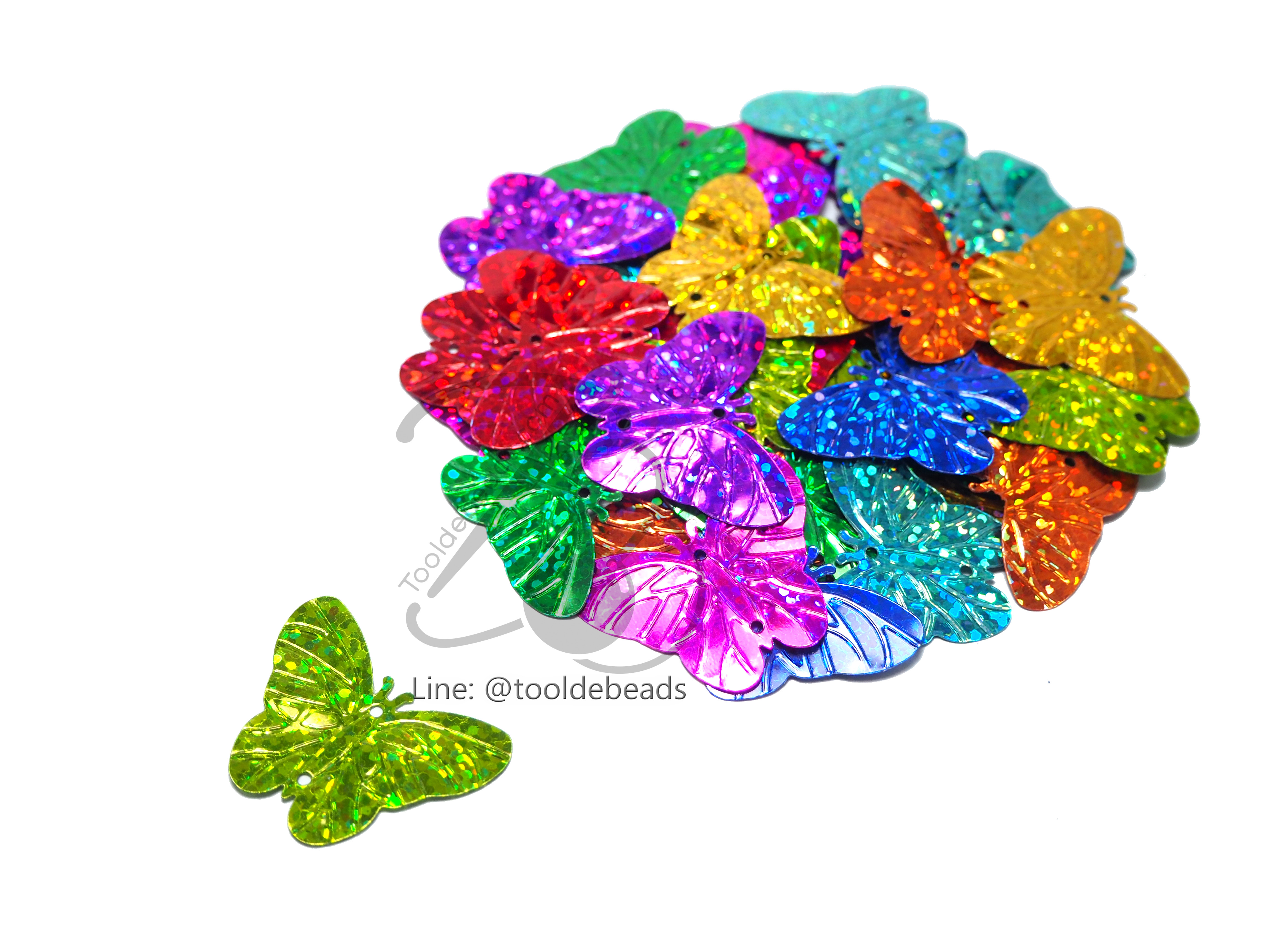 เลื่อมผีเสื้อดิสโก้ 30*25มม. คละสี (10 กรัม) SKU-04712