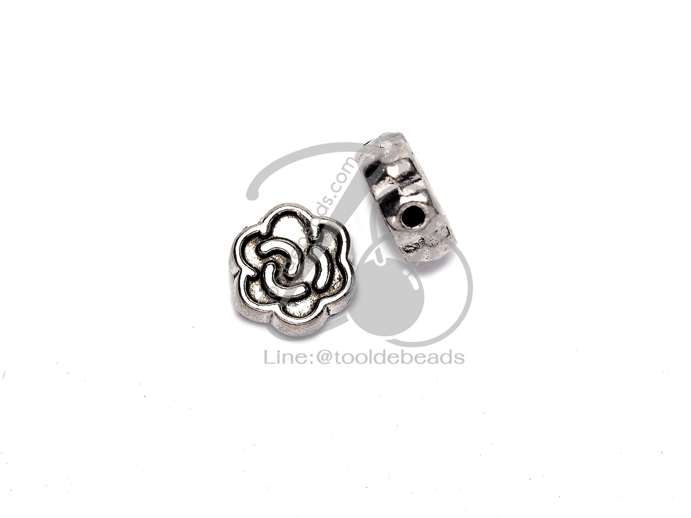 ลูกปัดโรเดียม 23 7มม. ลายดอกไม้ (1 ชิ้น) SKU-03432