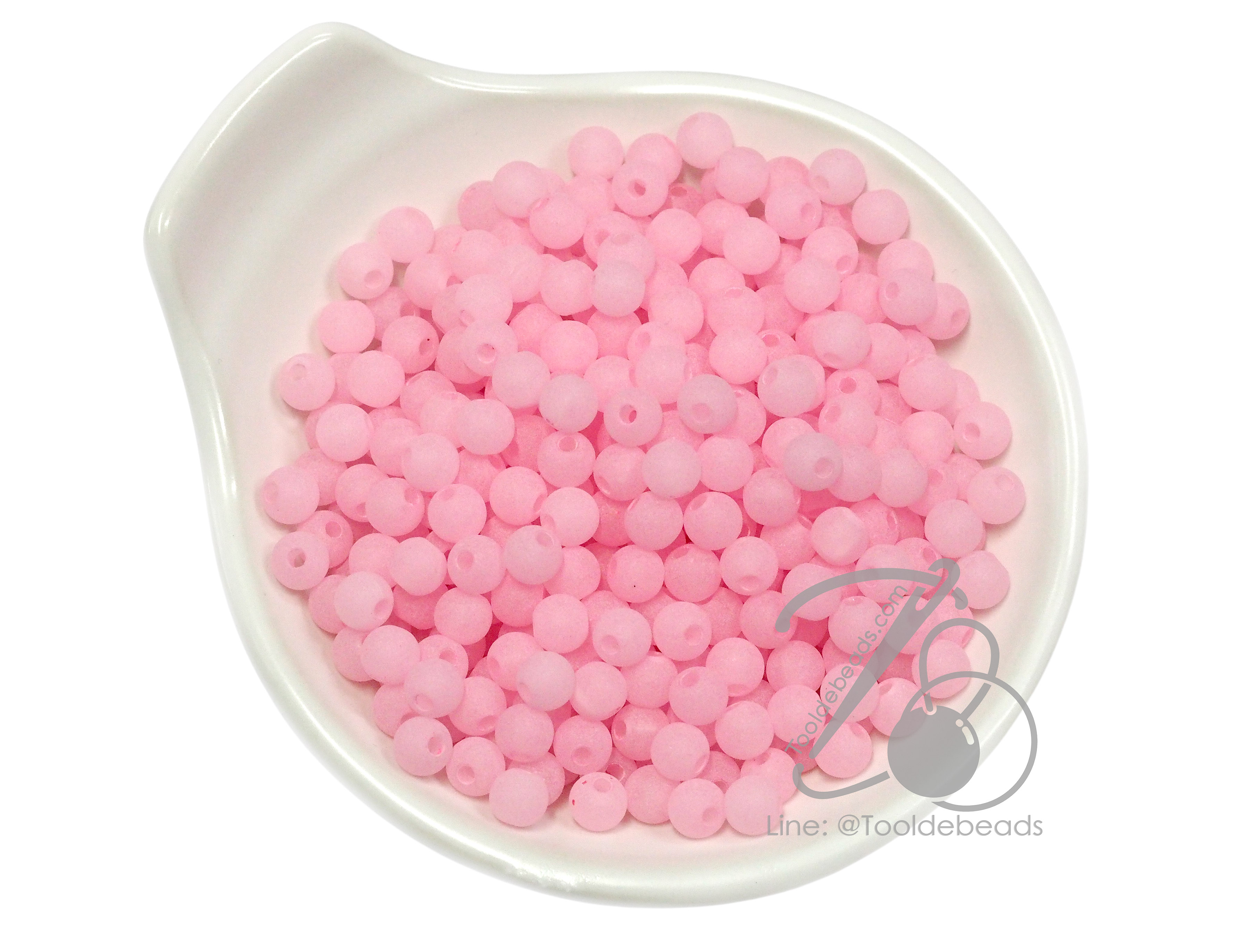 ลูกปัดเนื้อทราย 6มม. ทรงกลม สีชมพู (500 กรัม) SKU-15116