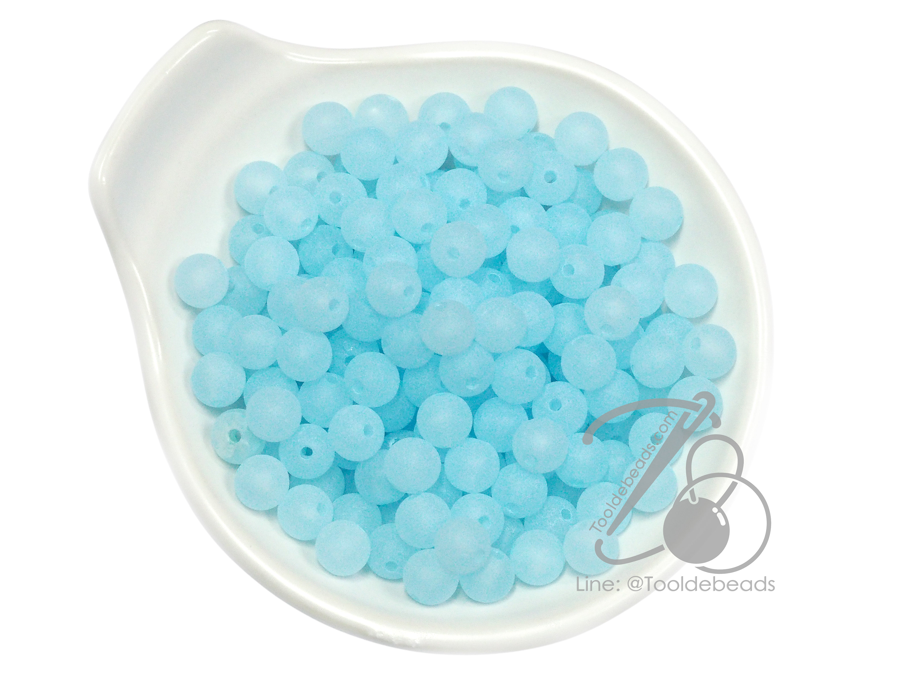 ลูกปัดเนื้อทราย 8มม. ทรงกลม สีฟ้า (15 กรัม) SKU-15197