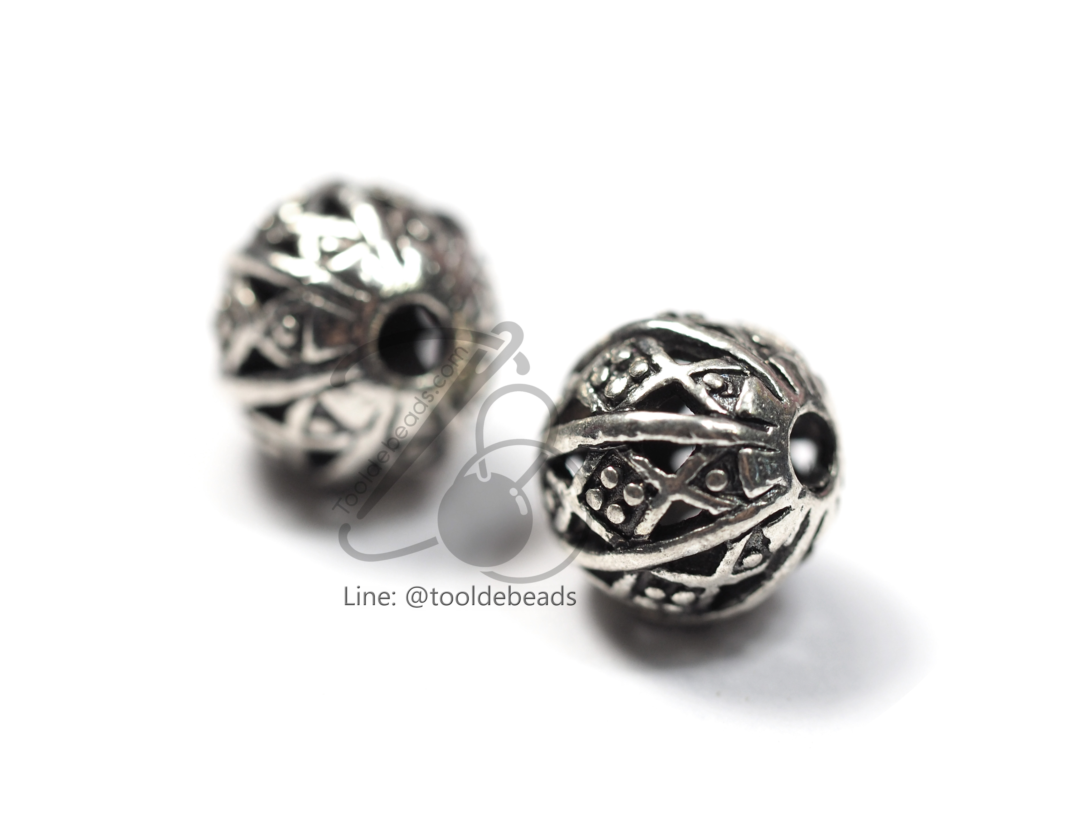 ลูกปัดโรเดียม 38 8มม. กลมฉลุ (1 ชิ้น) SKU-03461