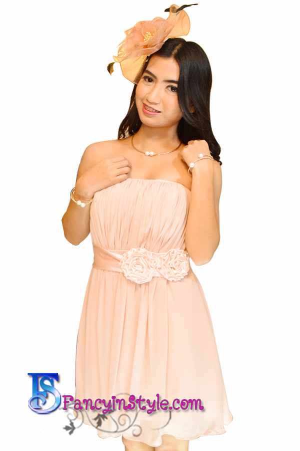 Short Dress ชุดราตรีสั้นสีชมพูวินเทจ/ชุดเดรส/ชุดออกงาน/ชุดไปงานแต่ง
