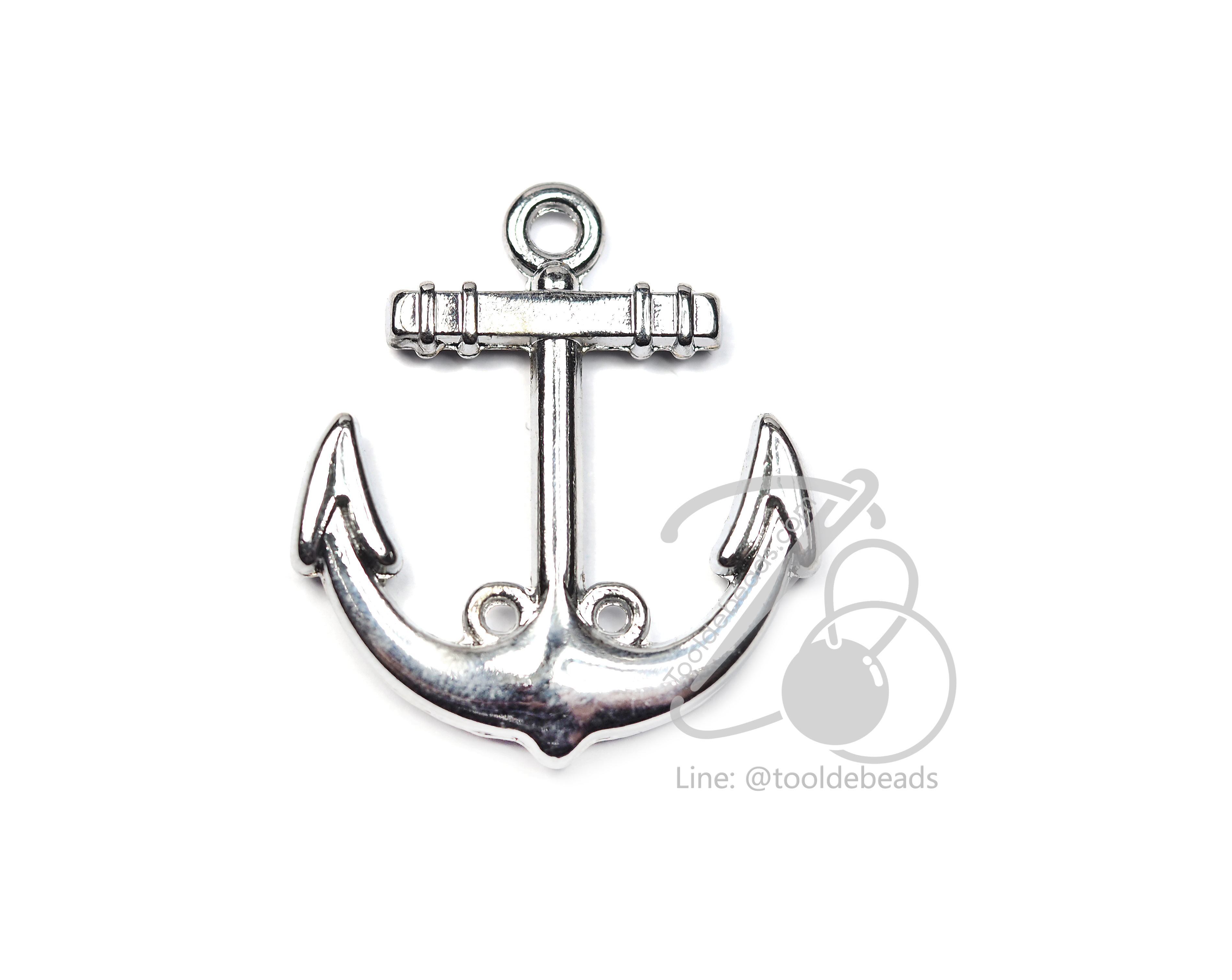 จี้เหล็ก 07 28มม. ลายสมอเรือ สีเงิน (1 ชิ้น) SKU-00361