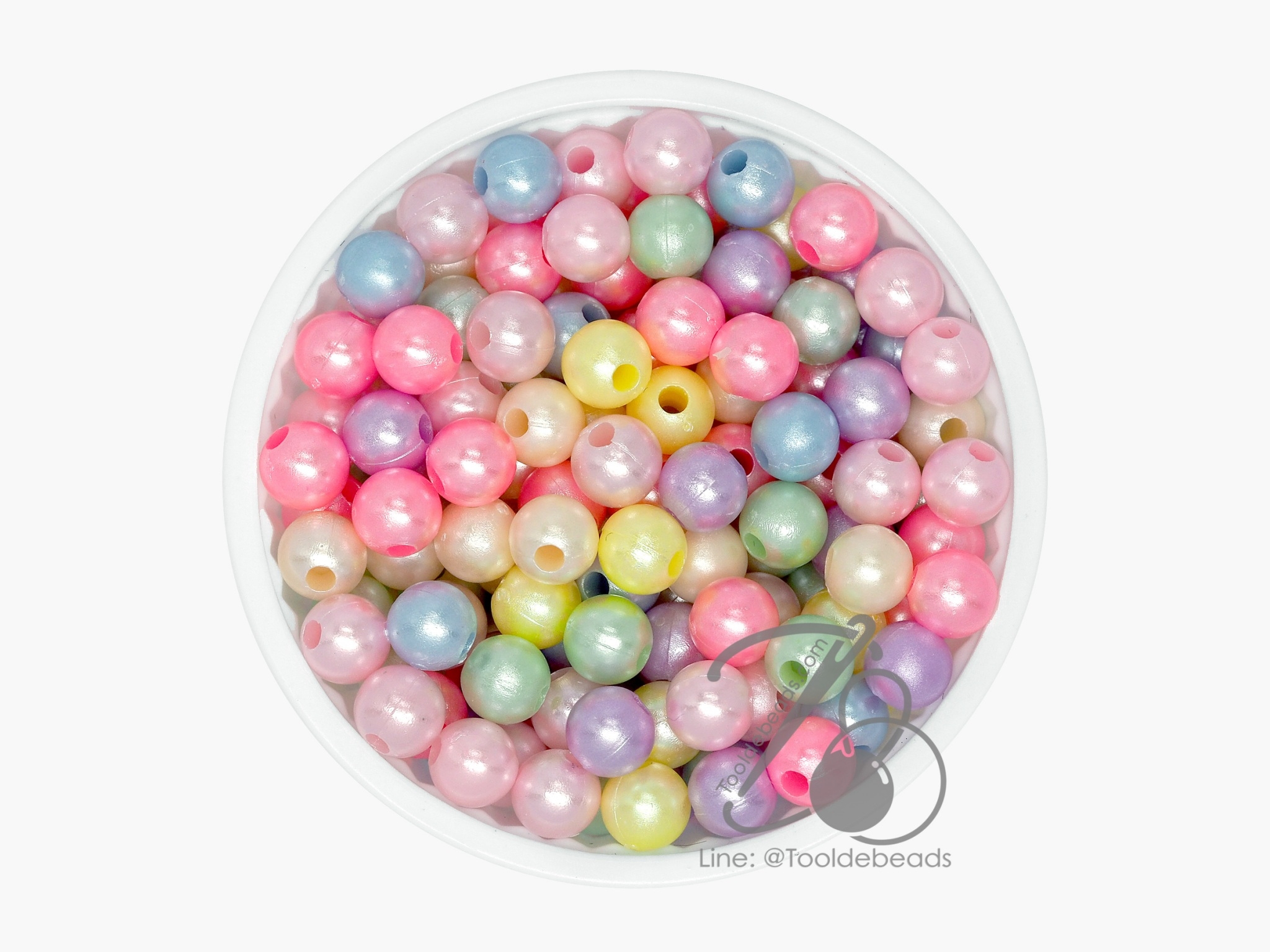 ลูกปัดพลาสติกเคลือบมุก 6มม. ทรงกลม คละสี (500 กรัม) SKU-14350