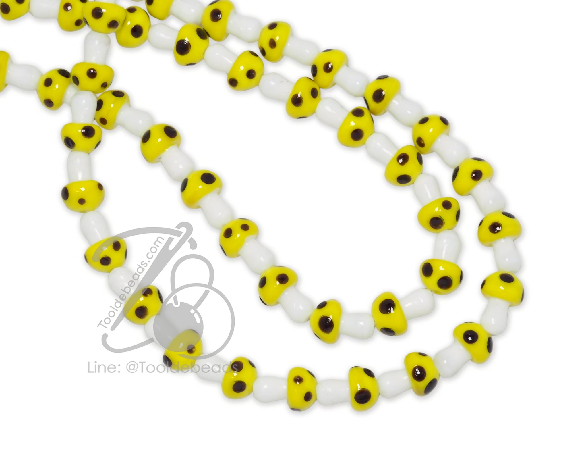 ลูกปัดแก้ว 10*13มม. ทรงเห็ด (23 เม็ด) SKU-18491