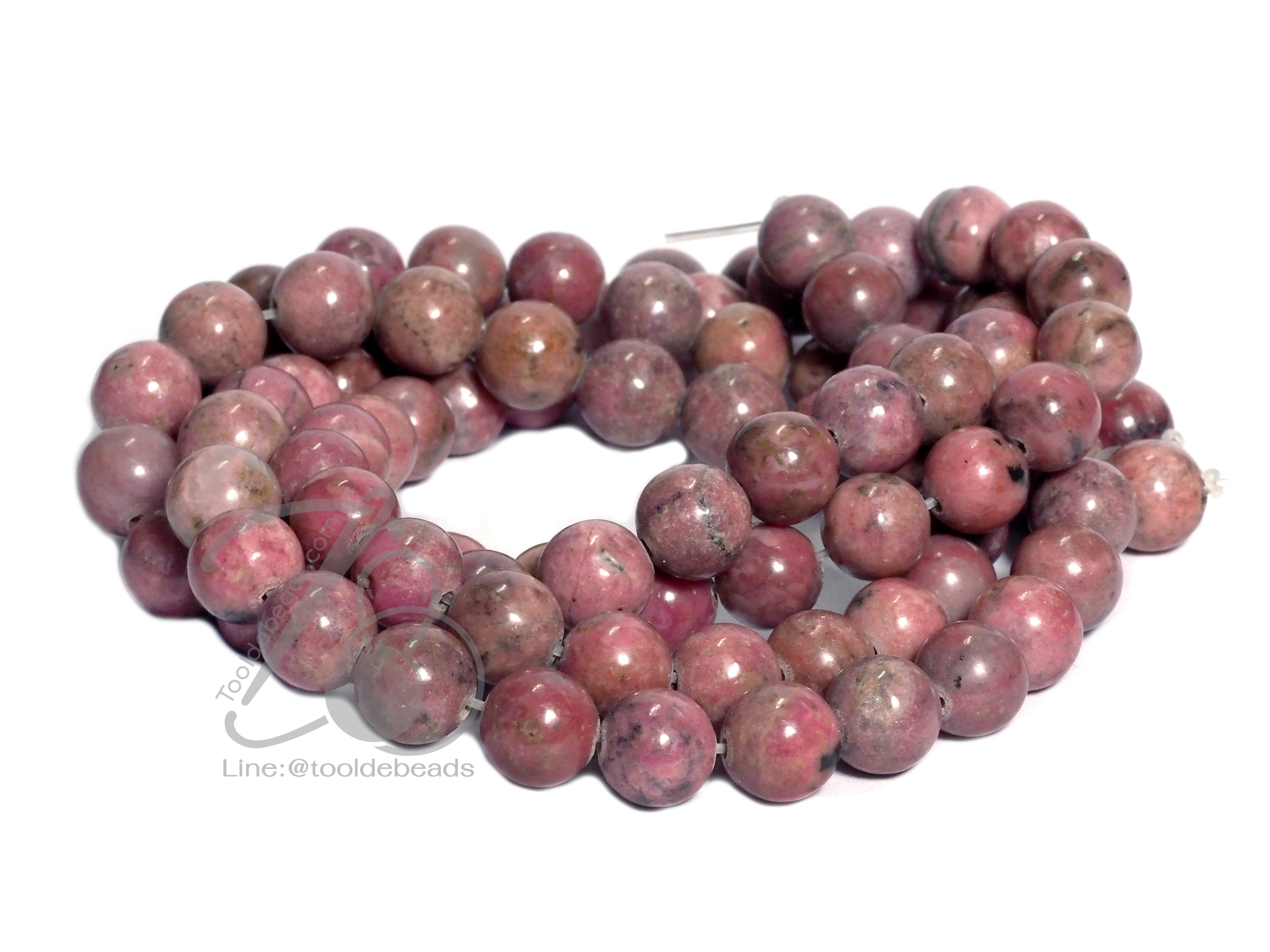 หิน Rhodonite 8มม. (47 เม็ด) SKU-05754