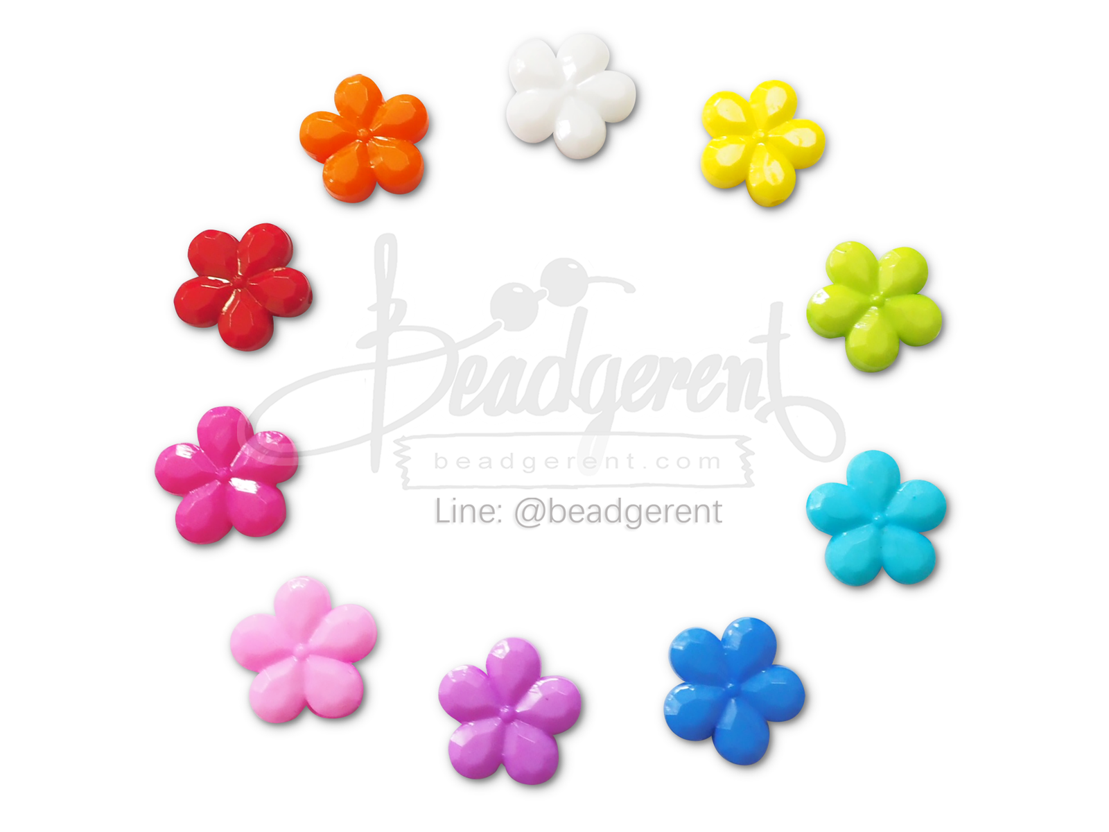ลูกปัดอะคริลิค 20มม. ลายดอกแก้ว สีสด (500 กรัม) SKU-05257