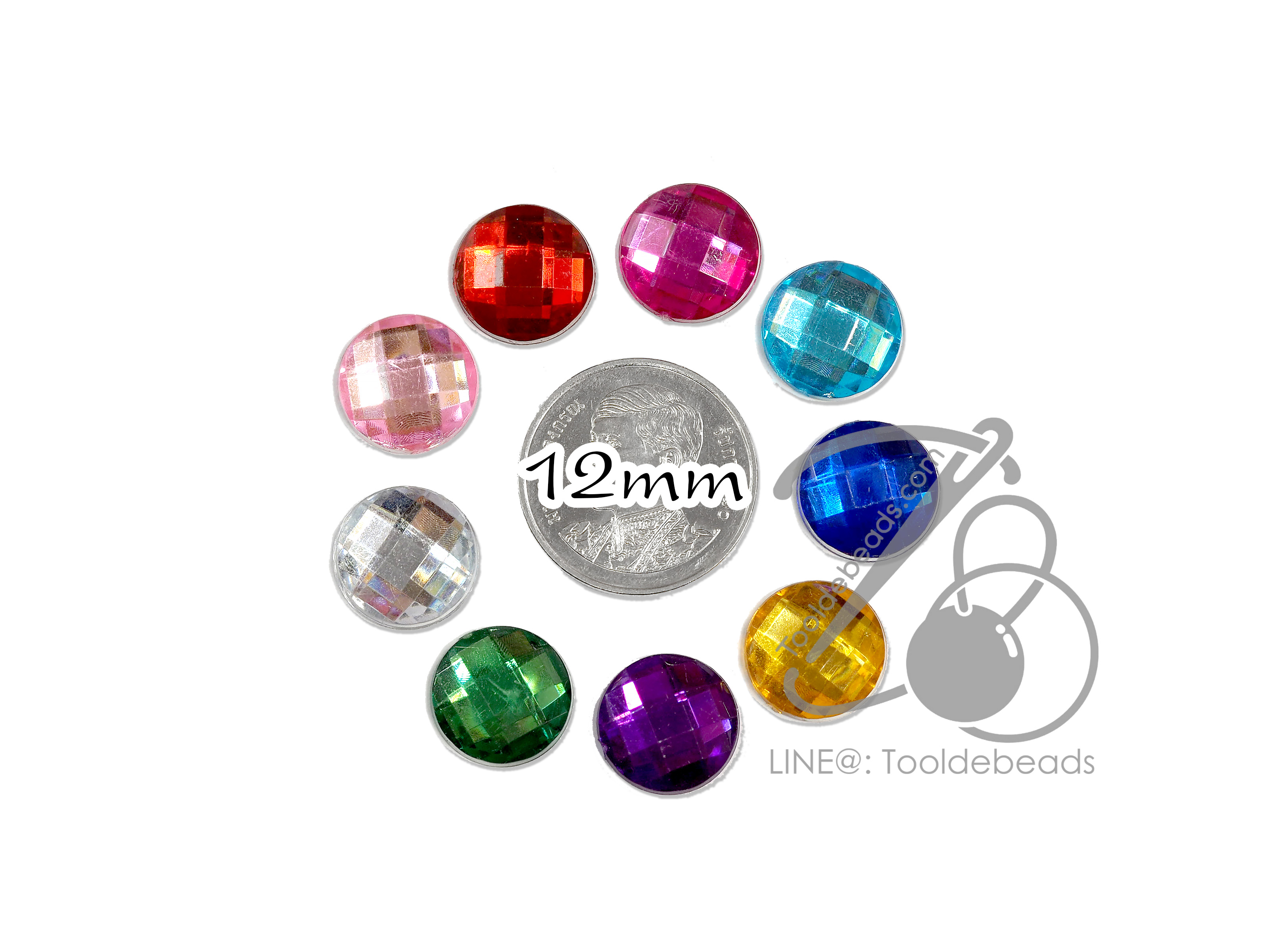 เพชรครึ่งซีก 12มม. ทรงกลม (50 ชิ้น) SKU-14065