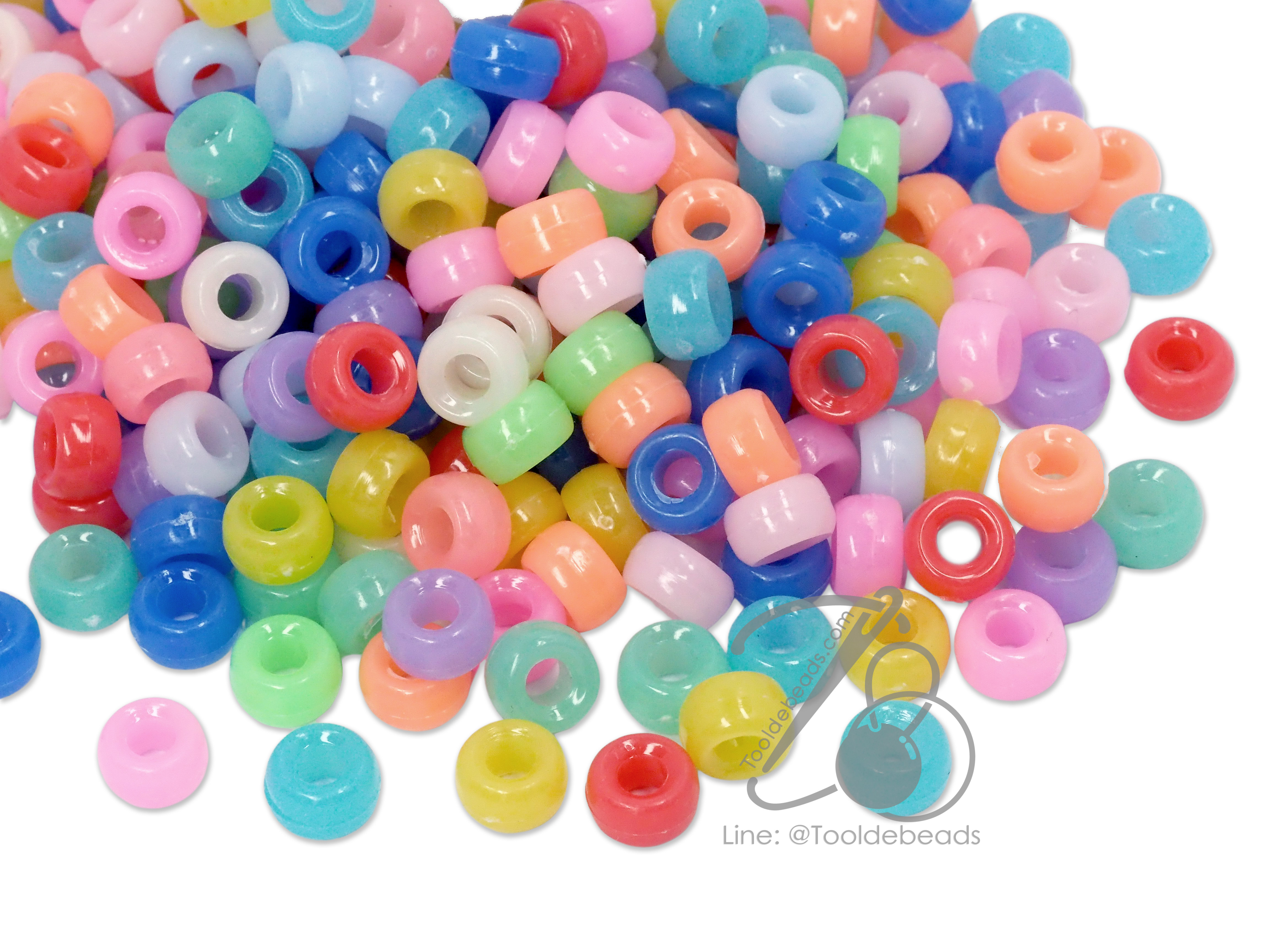 ลูกปัดกิโล ตราจระเข้ กระดูกงู 8มม. สีหวาน (1 กิโลกรัม) SKU-13676