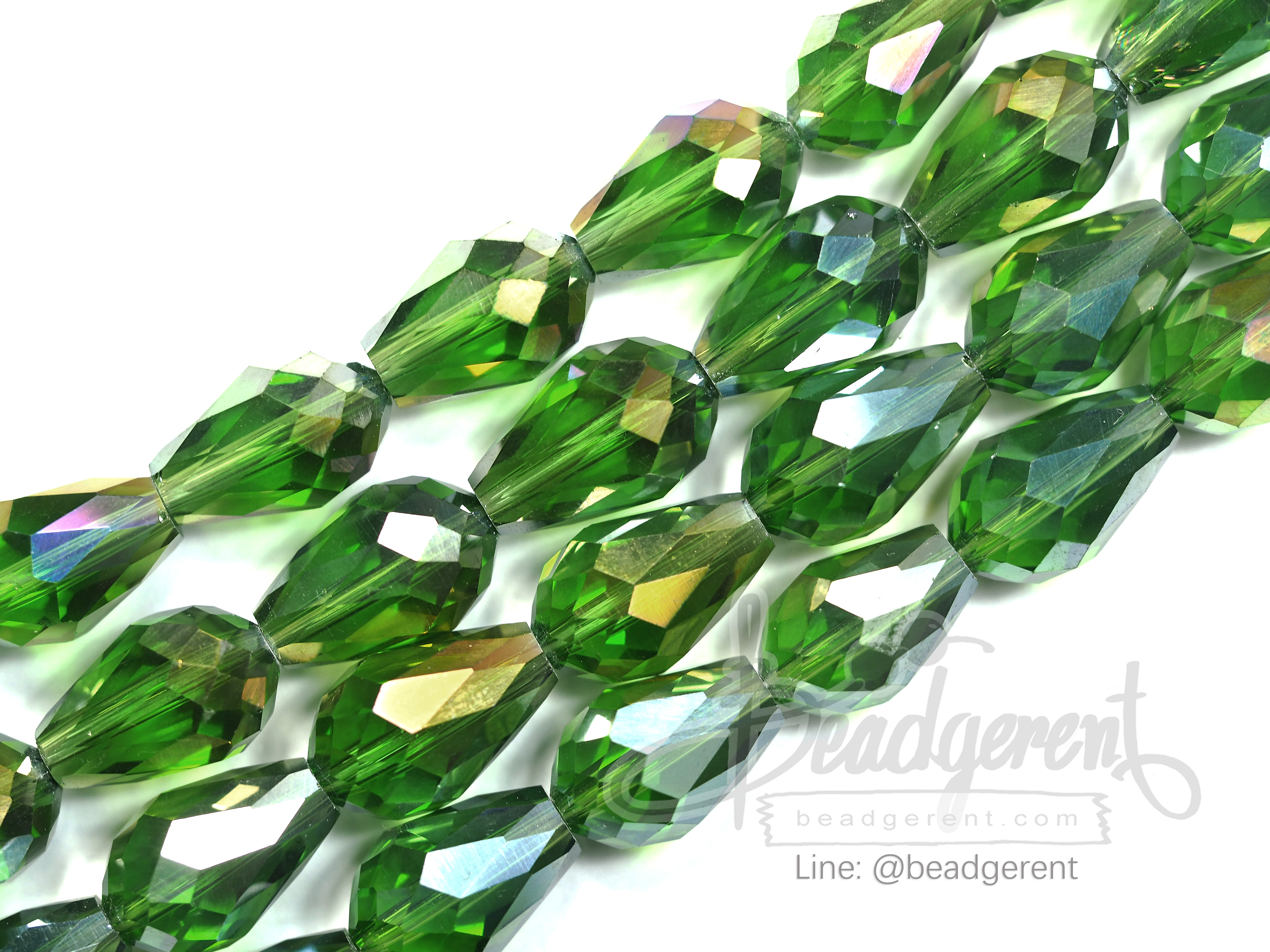 คริสตัลโมดาห์ 10*16มม. สีเขียวเข้ม (40 เม็ด) SKU-02723