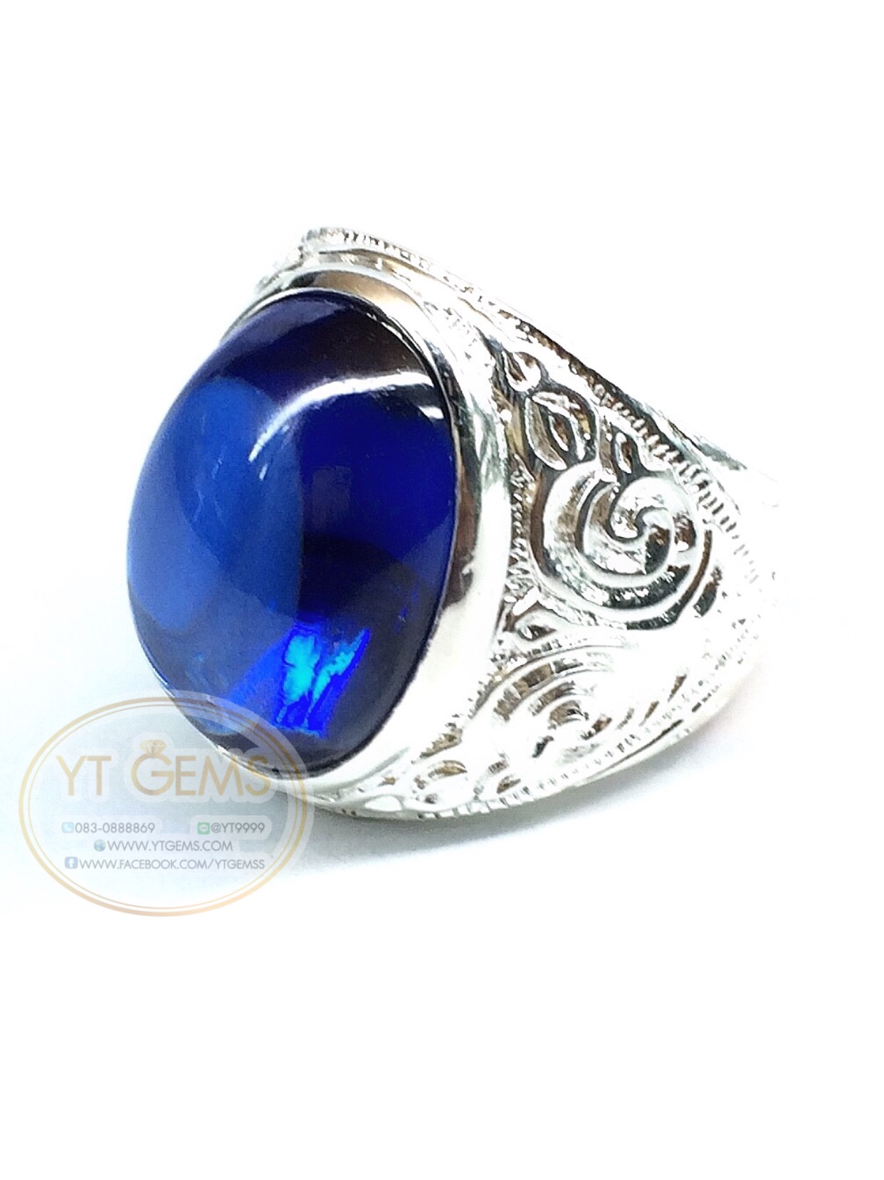 แหวนเงินแท้92.5% พลอยไพลิน(cz) YTG-5559 YTGEMS