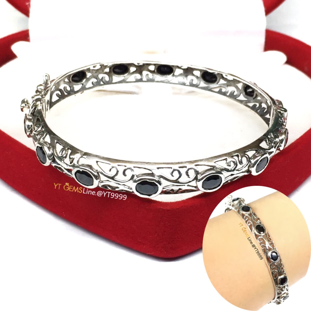 กำไลนิล กำไลเงินแท้ พลอยนิล (CZ) YTG-11016 YTGEMS