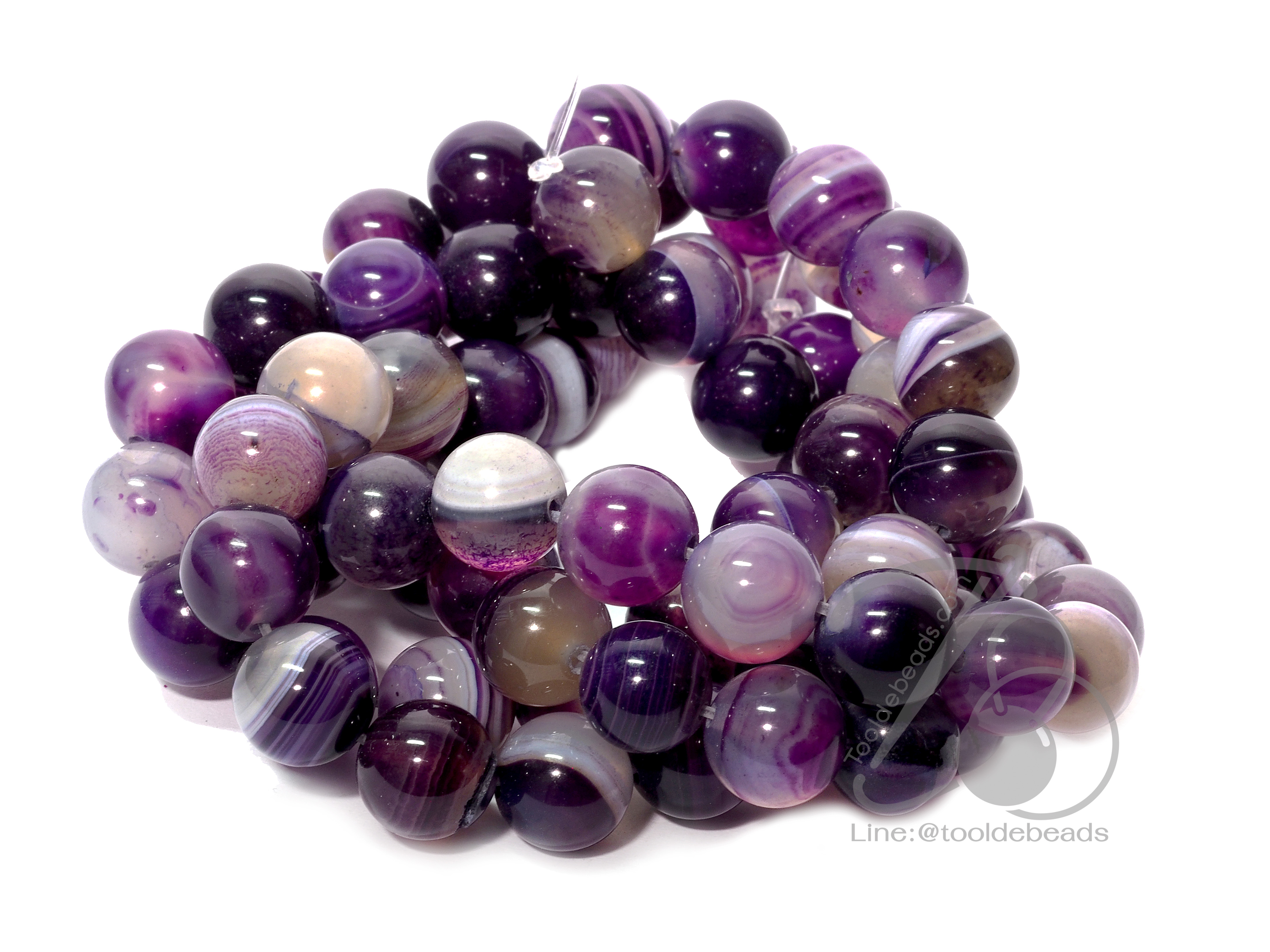 หิน Purple Agate 10มม. (38 เม็ด) SKU-01257