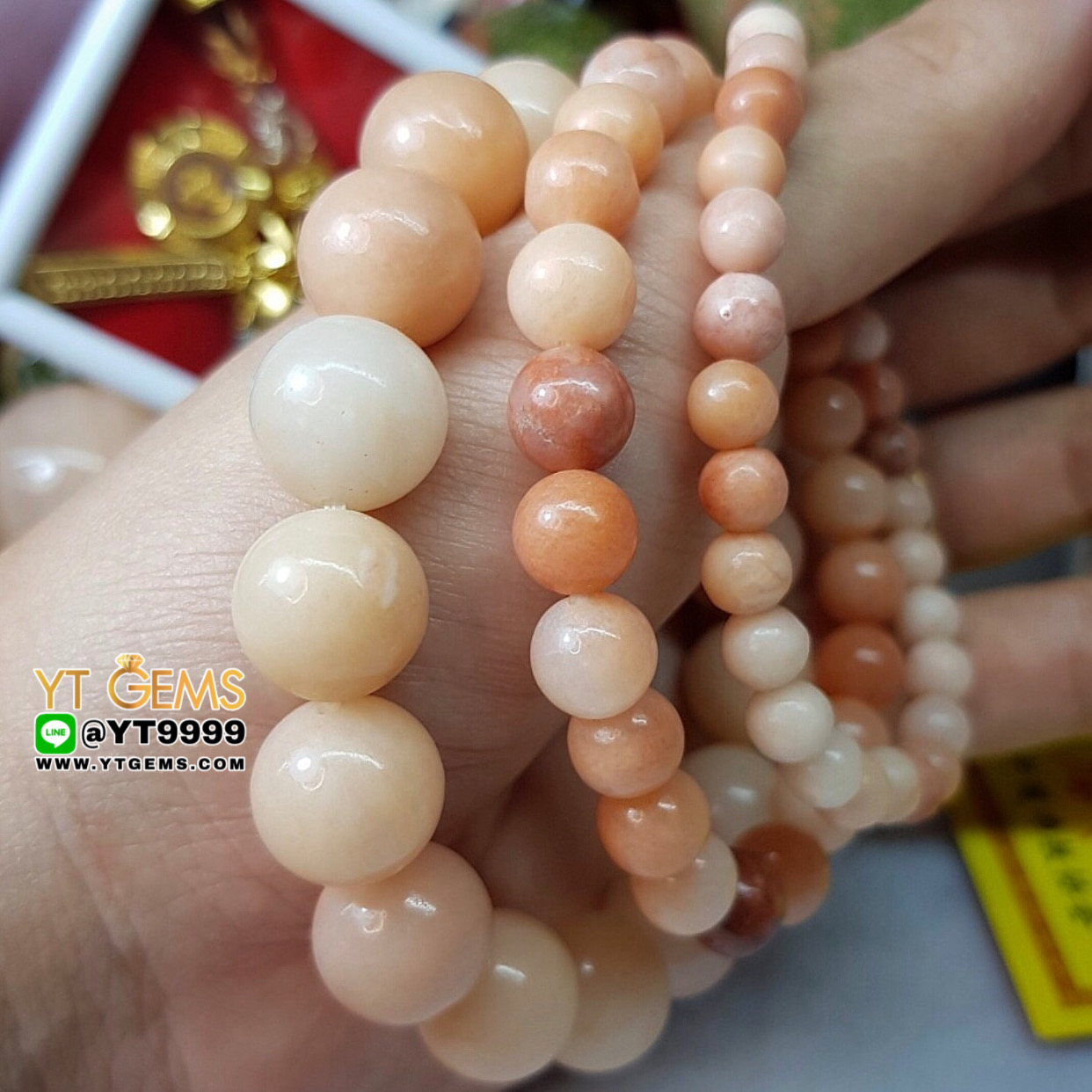 สร้อยข้อมือพิ้งค์โอปอล หินพิ้งค์โอปอลแท้ ขนาดหิน 6 mm YTG-8858 YTGEMS