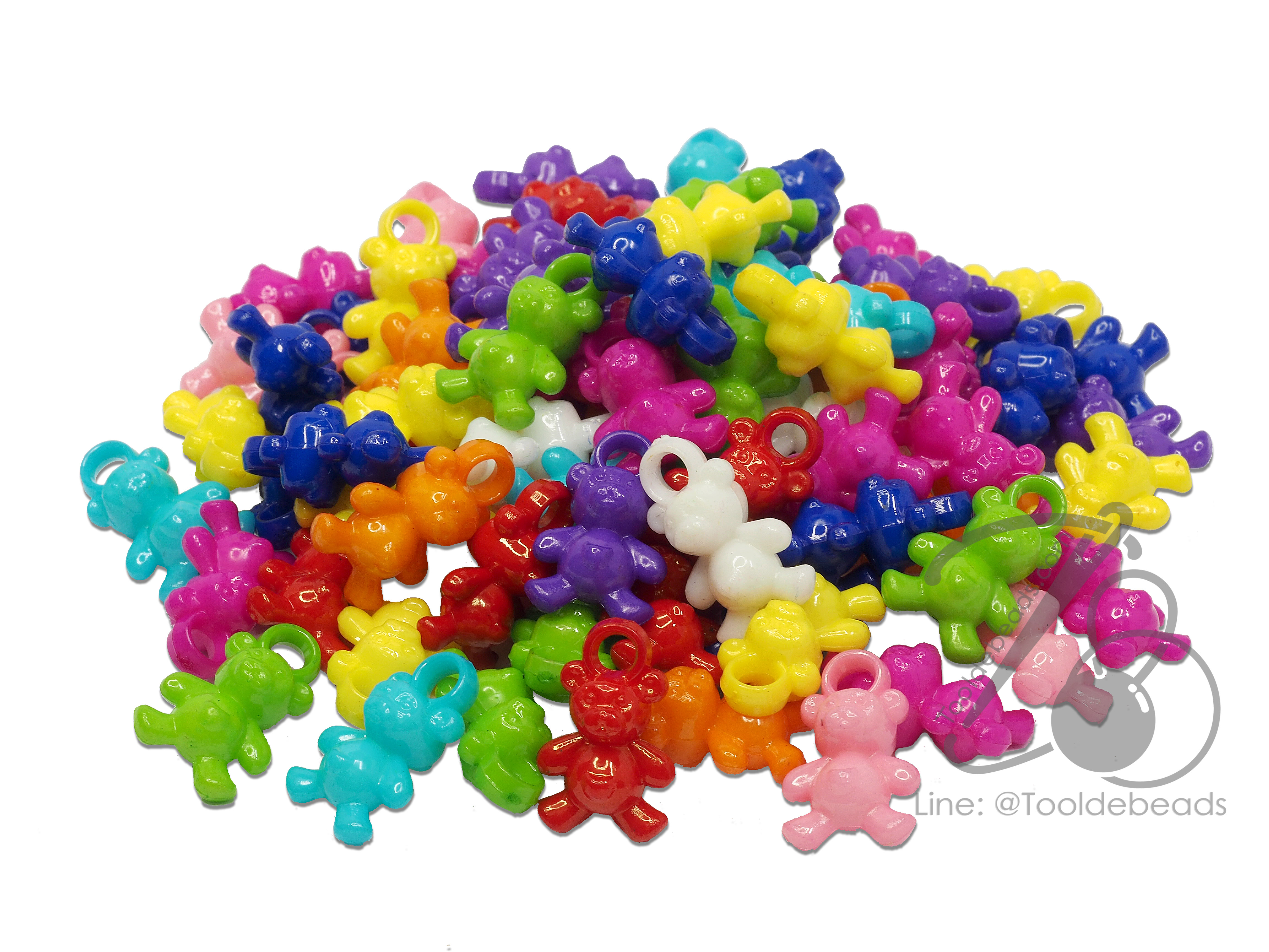 จี้อะคริลิค 10*20มม. ลายหมียืนจิ๋ว สีสด (100 กรัม) SKU-07601