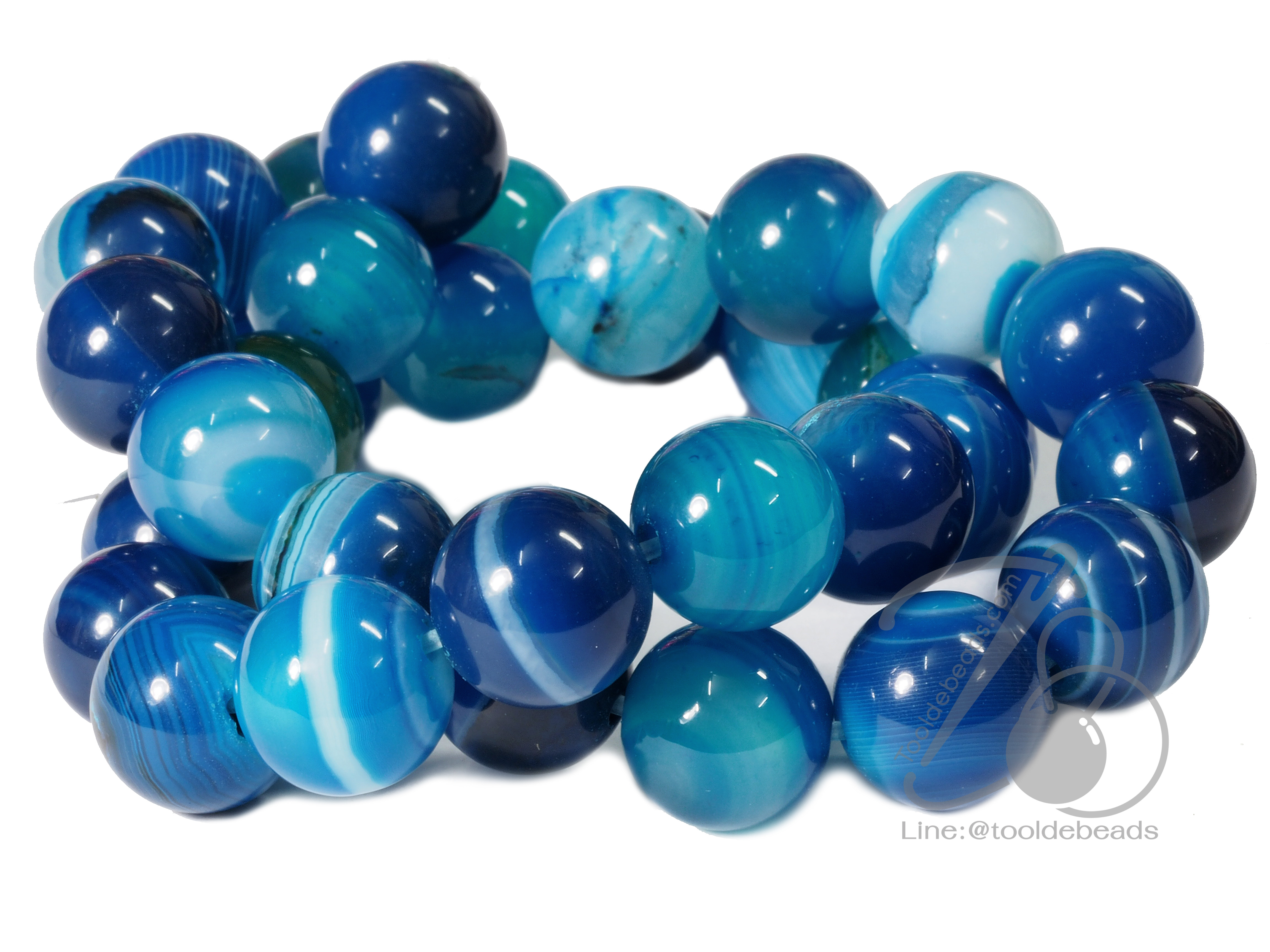 หิน blue agate 12มม. (32 เม็ด) SKU-00975