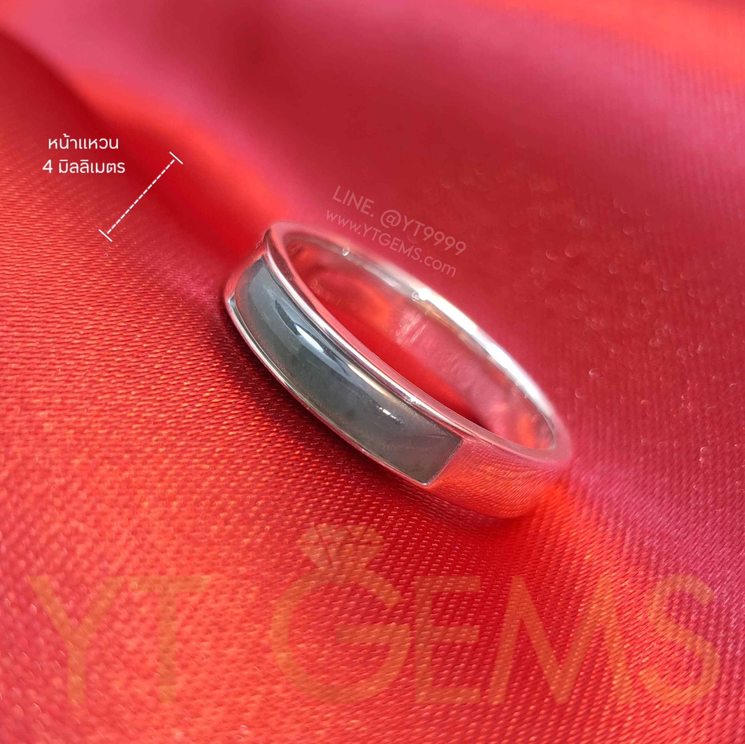 [สำหรับ ราคาส่ง ขั้นต่ำ 5 ชิ้น] แหวน หยกแท้ เงินแท้ หยกบลู Jadeite A กัวเตมาลา YTG-4367-WH YTGEMS 5 ชิ้น